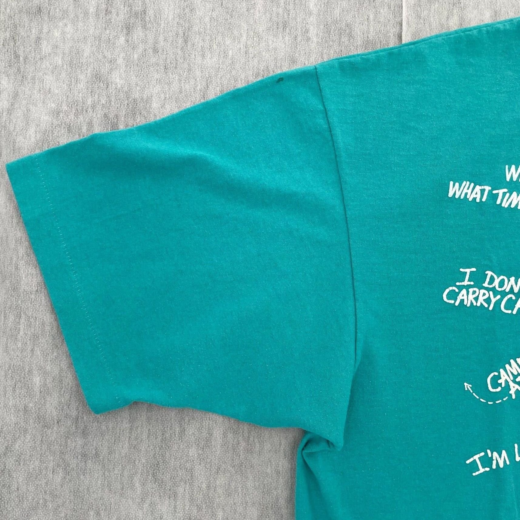 Hanes VINTAGE Hanes Vacation Shirt T-Shirt Teal 80s Adults XL Crew Neck Short Sleeve Single Stitch Vintage 80s Mens XL Teal Script Travel USA Quotes Size US XL / EU 56 / 4 - 6 Thumbnail