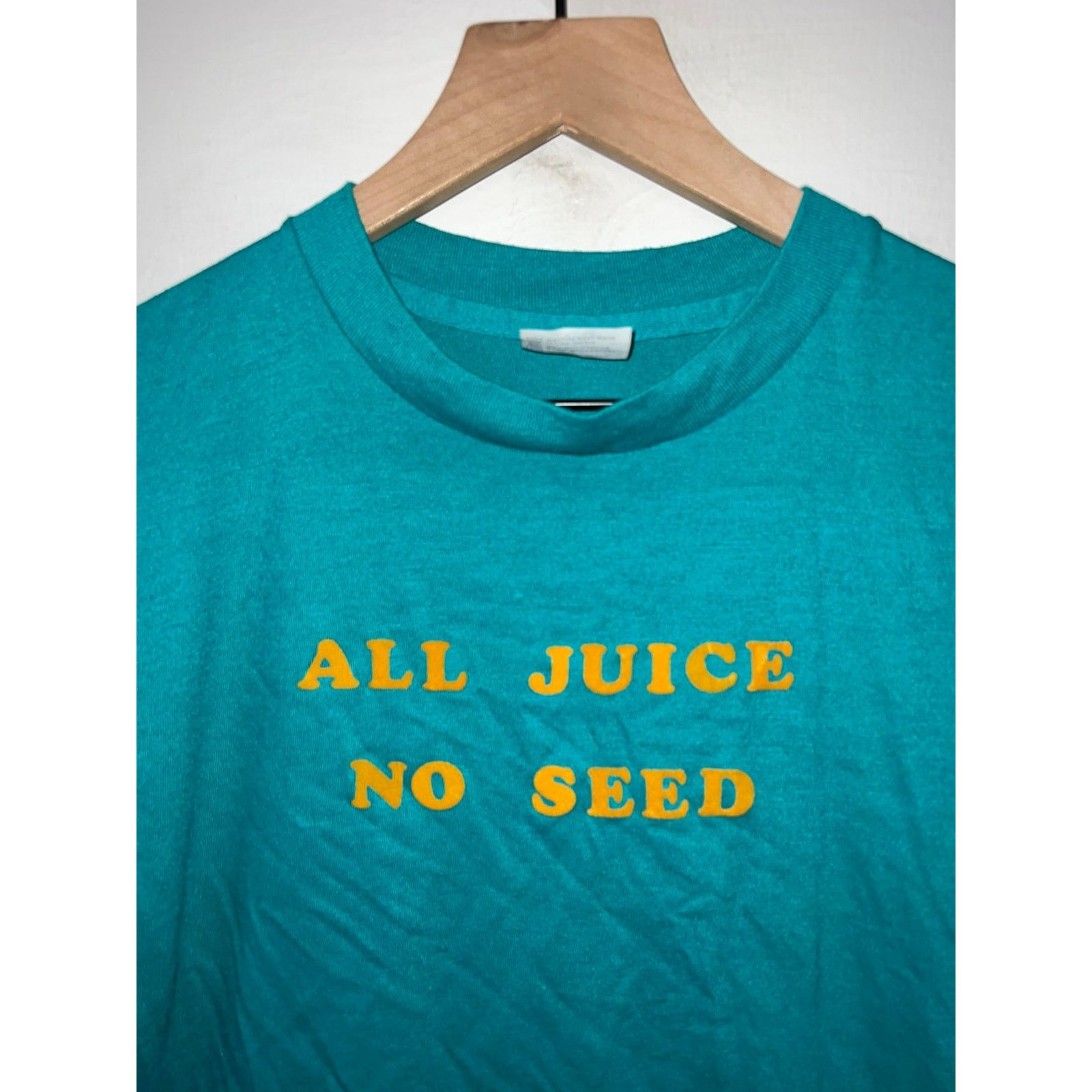 Hanes Vintage All Juice No Seed Shirt 80s Teal Tee VTG 1980s M Size US M / EU 48-50 / 2 - 2 Thumbnail