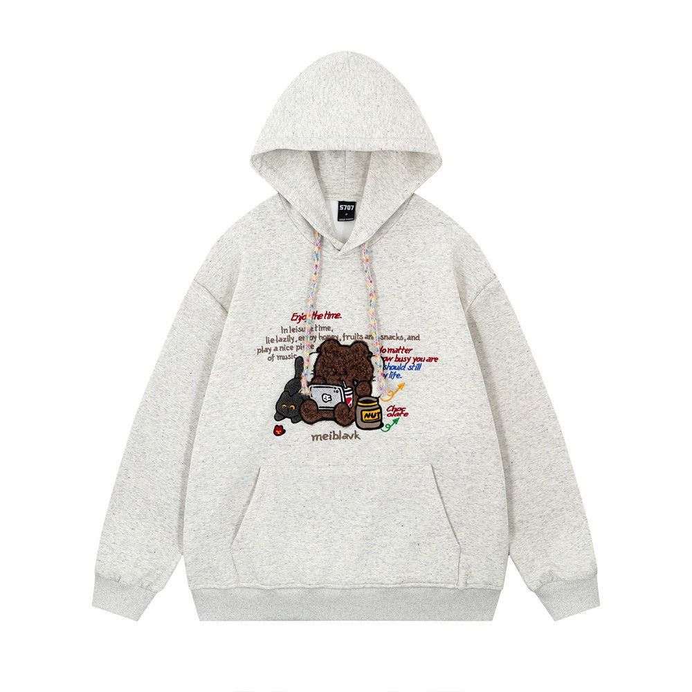 Vintage Men's Loose Casual Cartoon Bear Embroidered Hoodie Size US M / EU 48-50 / 2 - 1 Thumbnail
