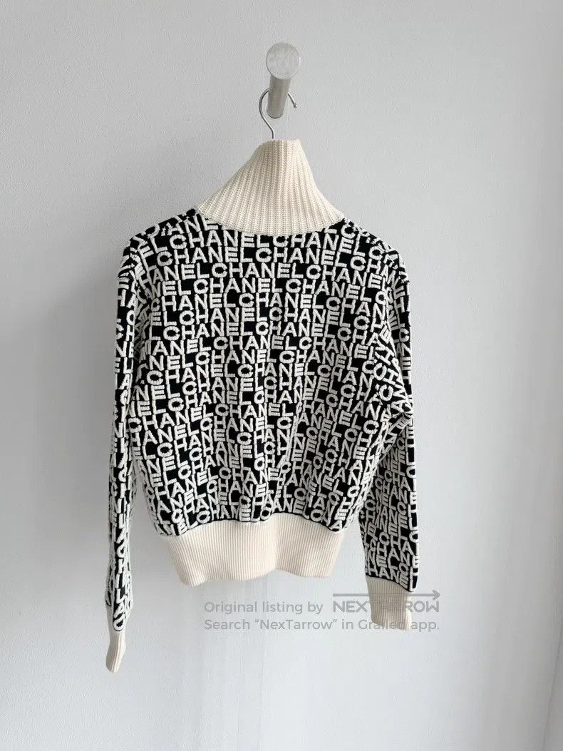 Chanel Chanel 19B black and white letter relief printed zipper kn Size XXS / US 00 / IT 34 - 5 Thumbnail
