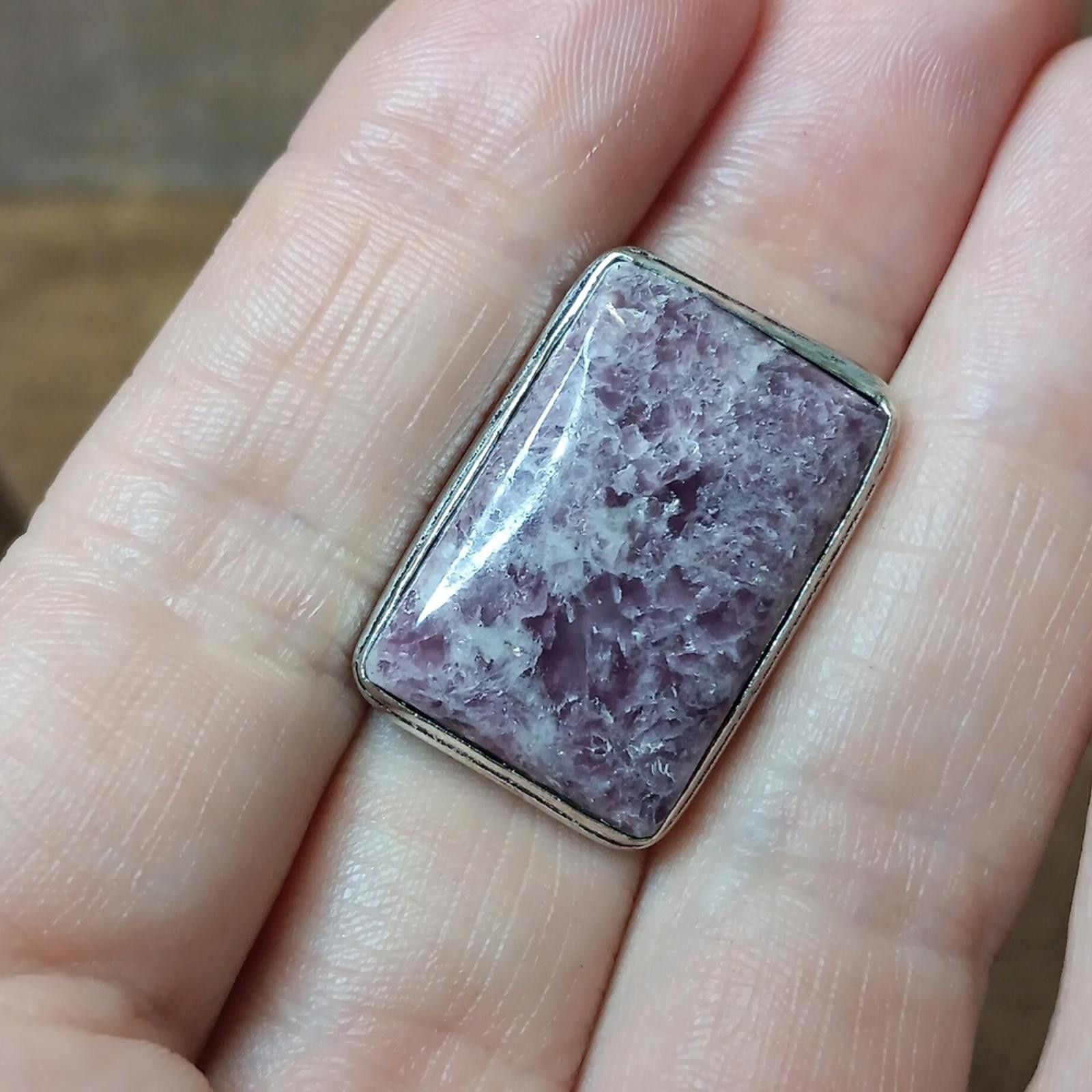 Designer Elegant Purple Lepidolite Stone Ring Size ONE SIZE - 5 Thumbnail