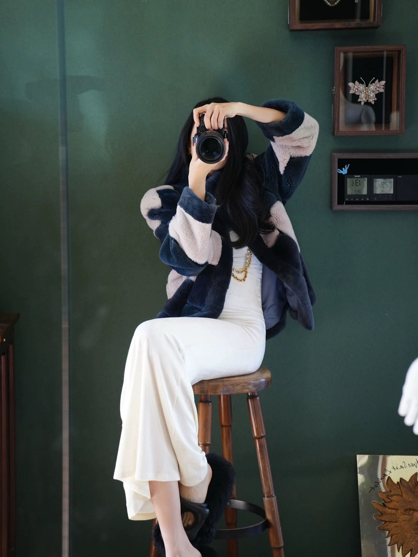 Louis Feraud Louis Feraud Vintage Two-Tone Deep Blue Fur Coat Size ONE SIZE - 8 Thumbnail