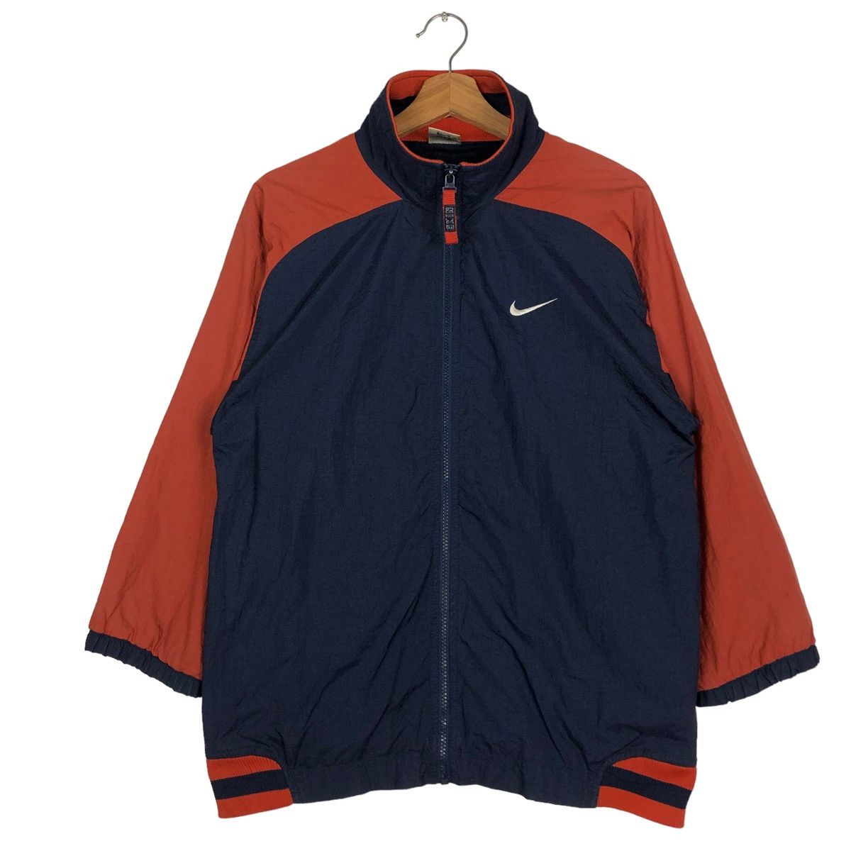 Nike 🔥VINTAGE NIKE BIKER ZIPPER JACKET BIG SWOOSH LOGO Size US M / EU 48-50 / 2 - 1 Thumbnail