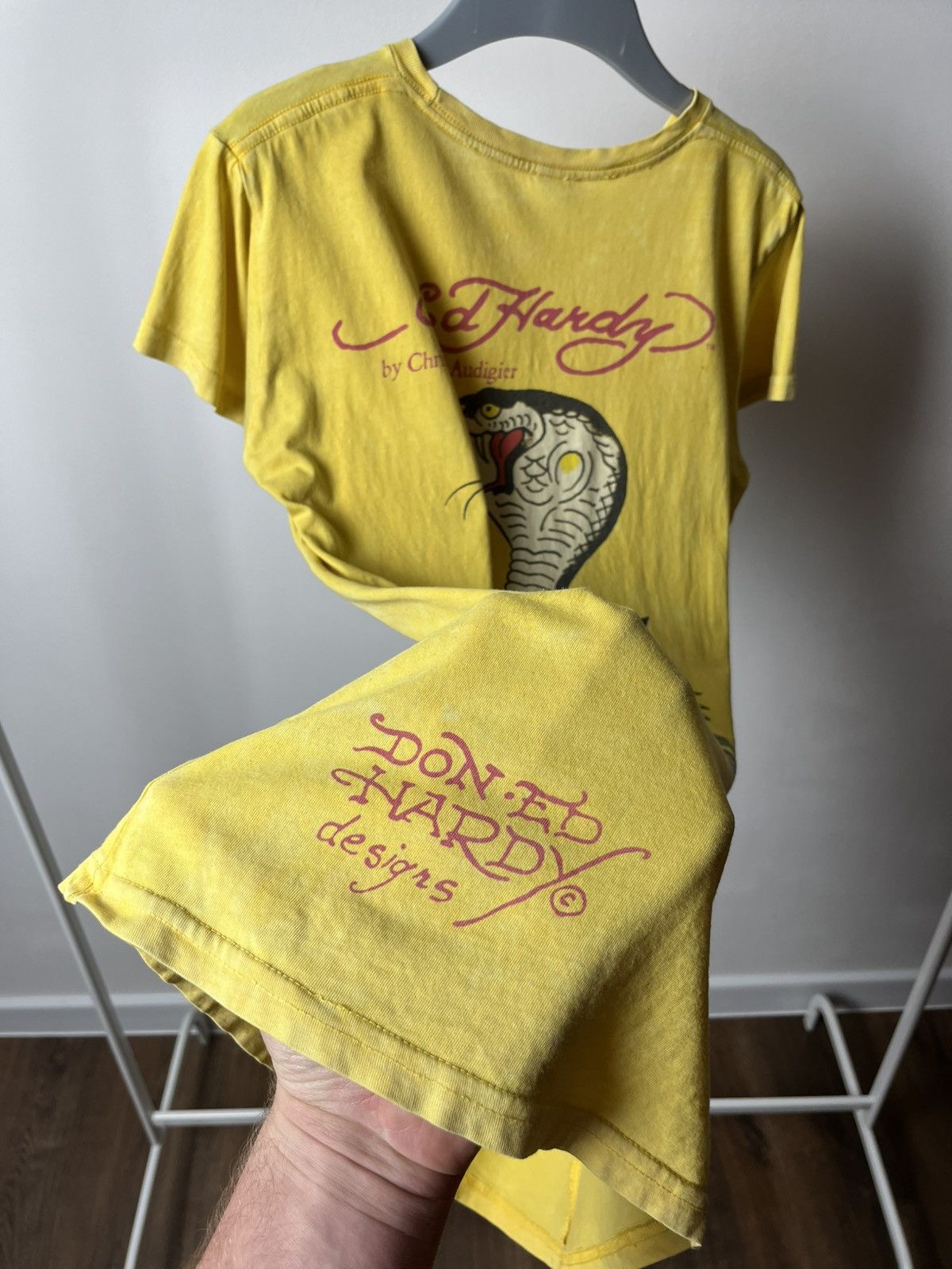 Ed Hardy × Vintage Ed Hardy Yellow Graphic Longline Tee Dress Women’s L Size L / US 10 / IT 46 - 10 Thumbnail