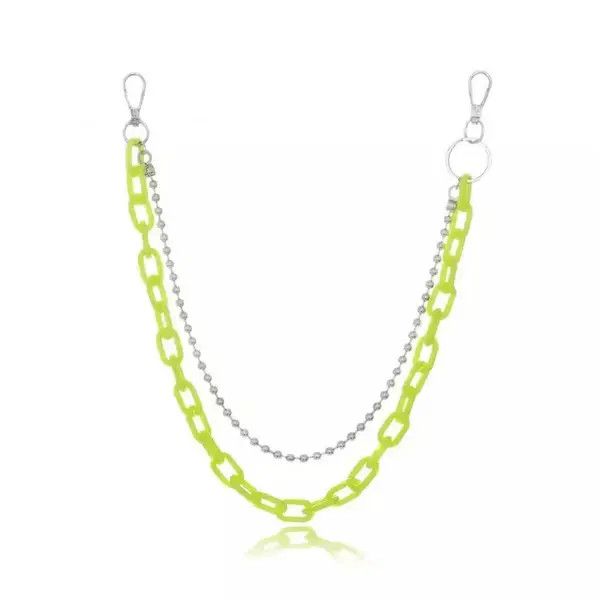 Jewelry Pocket Chain Lime Punk Rock Link Gothic Green Wallet Chrome Size ONE SIZE - 4 Thumbnail