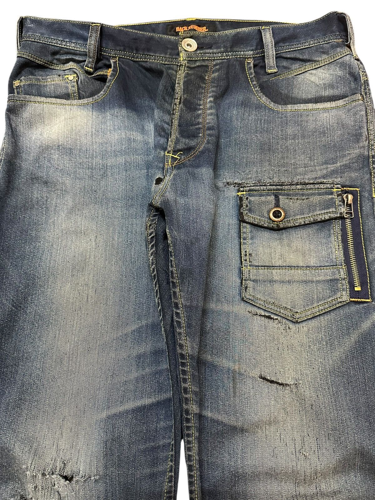 Japanese Brand Vintage Japanese Brand Blue Faded Wash Distress Style Jeans Size US 32 / EU 48 - 3 Thumbnail