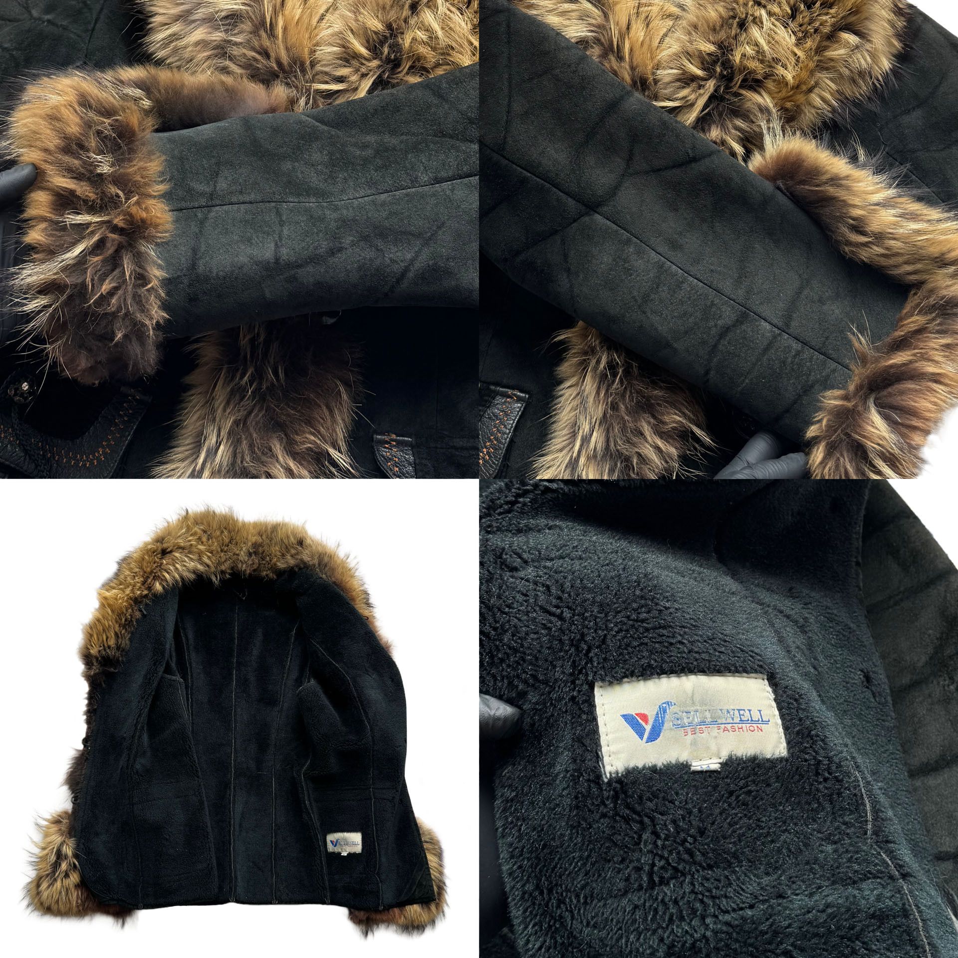 Vintage Real Sheepskin Coat With Real Fur Details The 90's(V427) Size M / US 6-8 / IT 42-44 - 5 Thumbnail