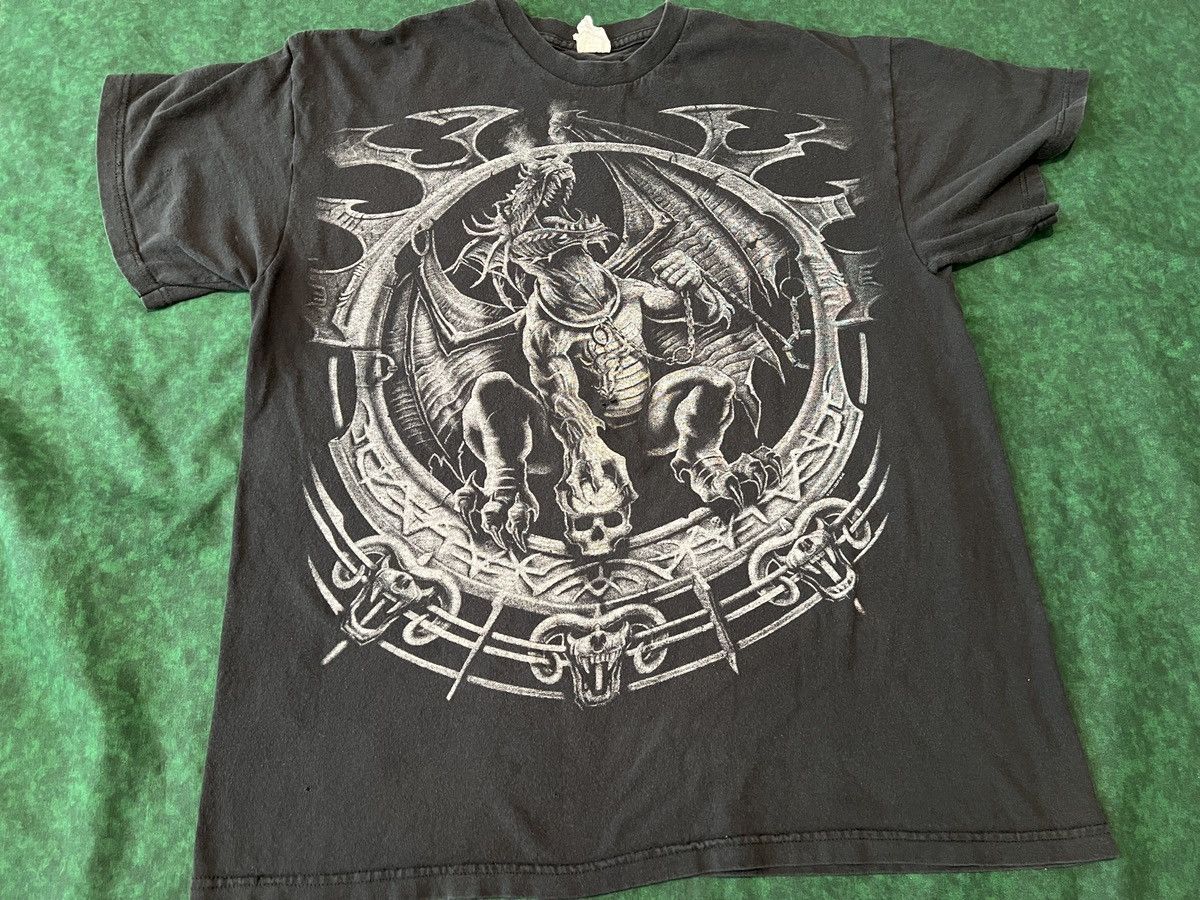 Liquid Blue × Vintage VTG LIQUID BLUE 2001 T-SHIRT DRAGON CATCHER BLACK SKULL TEE Size US XL / EU 56 / 4 - 1 Thumbnail