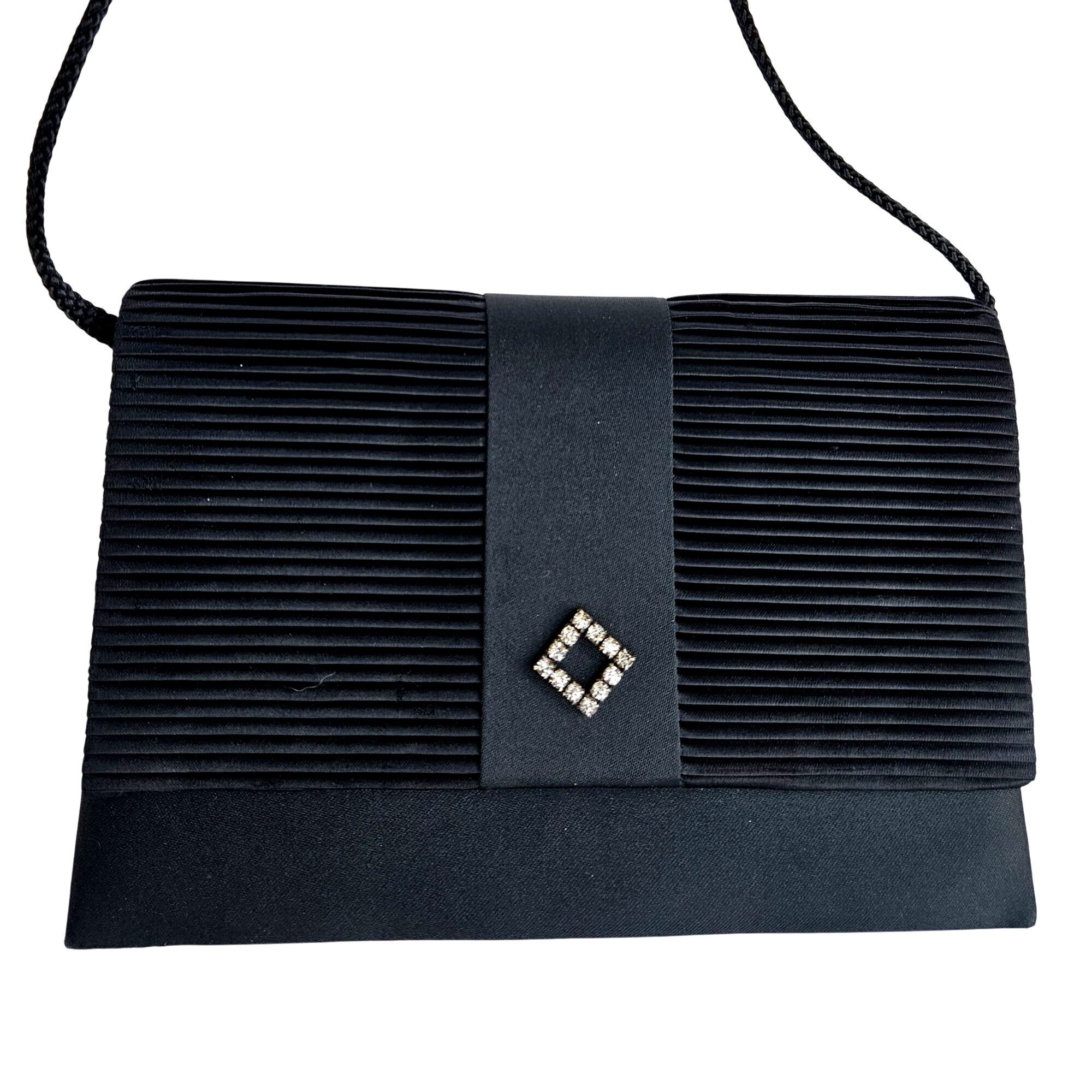 Other Vintage La Regale Black Pleated Satin Clutch Crossbody w/ Rh Size ONE SIZE - 1 Thumbnail