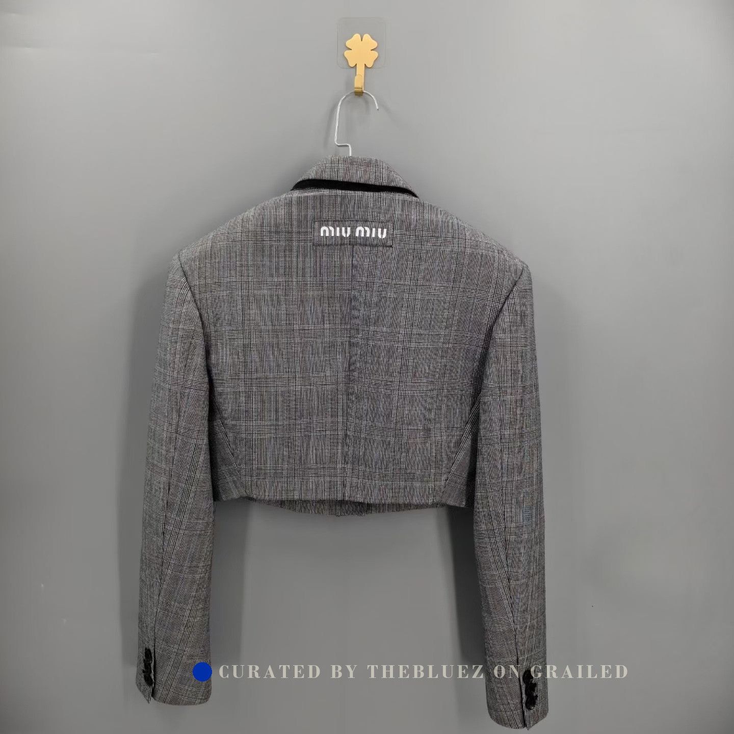 Miu Miu Miu Miu Short Houndstooth Back Letter Blazer Size S / US 4 / IT 40 - 1 Thumbnail