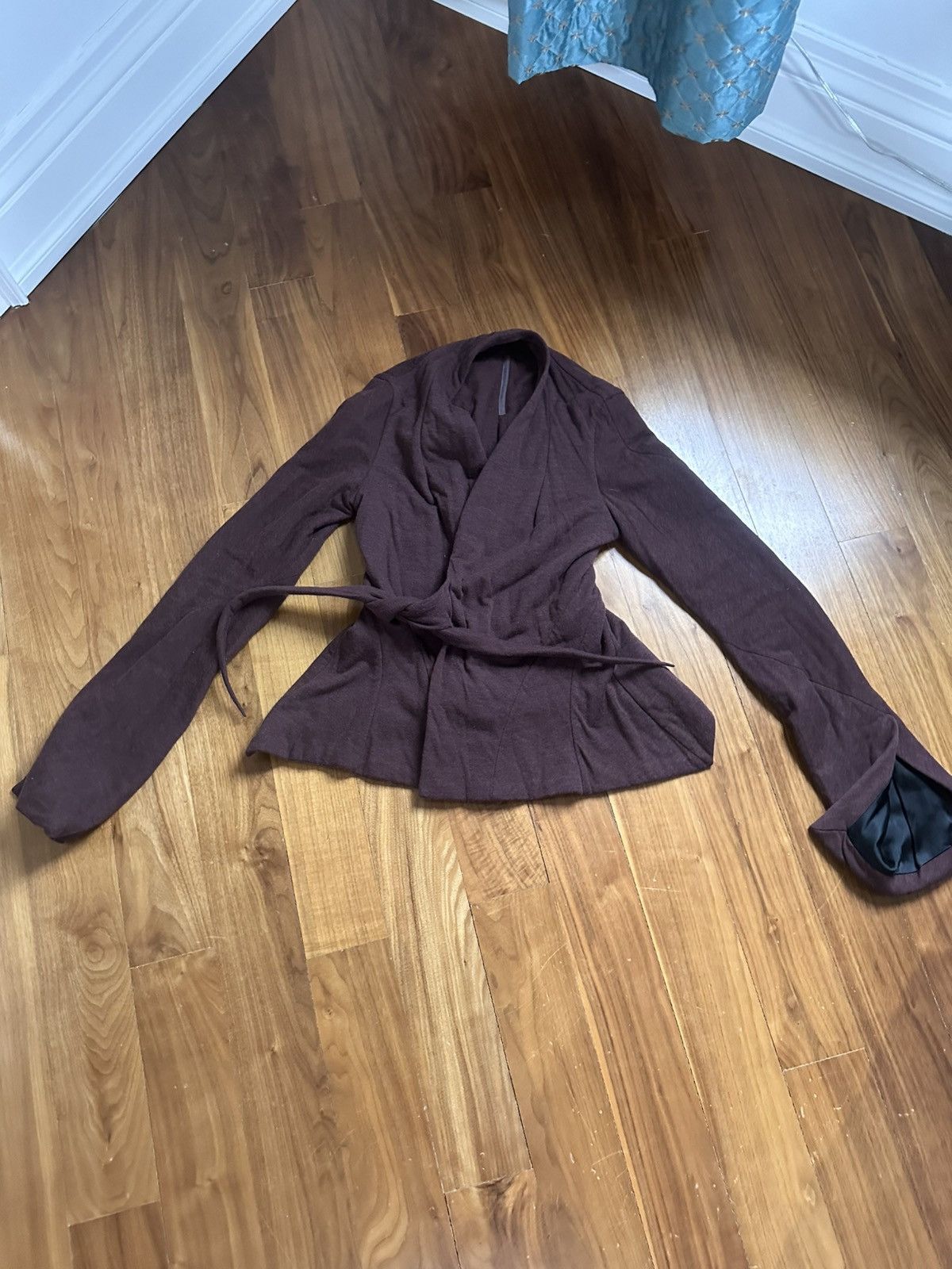 Rick Owens Lilies FW18 “Blood” Asymmetrical Strap Cardigan