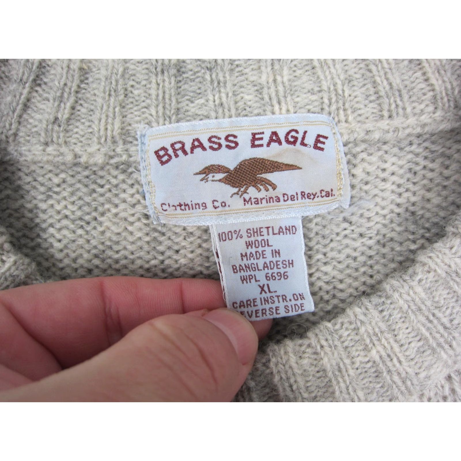 Vintage VINTAGE Brass Eagle Sweater Mens XL Gray Wool Cable Knit 70s 80s Size US XL / EU 56 / 4 - 5 Thumbnail