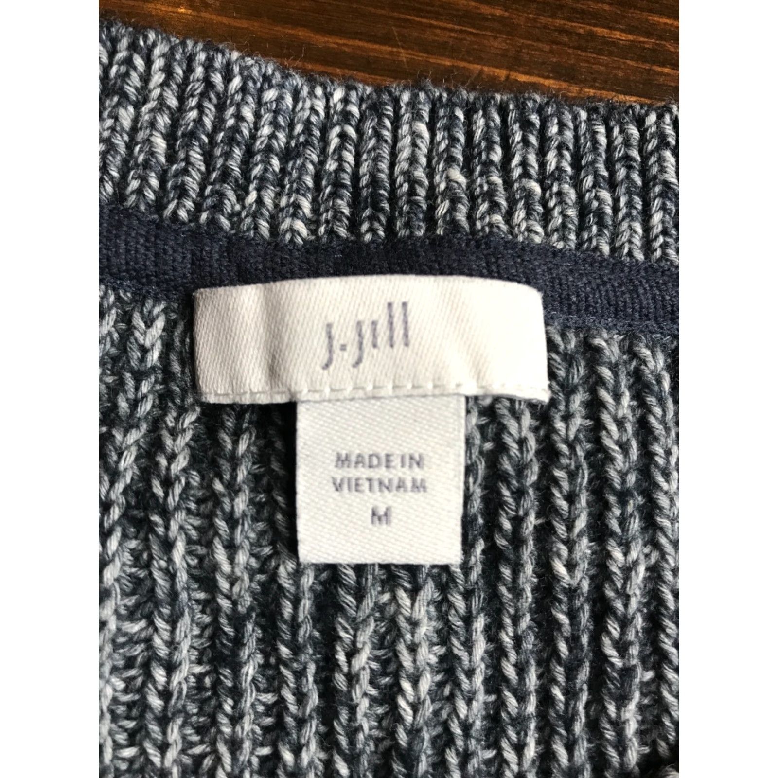 J. Jill J.Jill Sweater Women's Size M Cropped Oversized Knit Pullover Blue Gray Half Sleeve Cowl Neck Knitwear Pullover Womens Medium Oversized Sweater Size M / US 6-8 / IT 42-44 - 3 Thumbnail