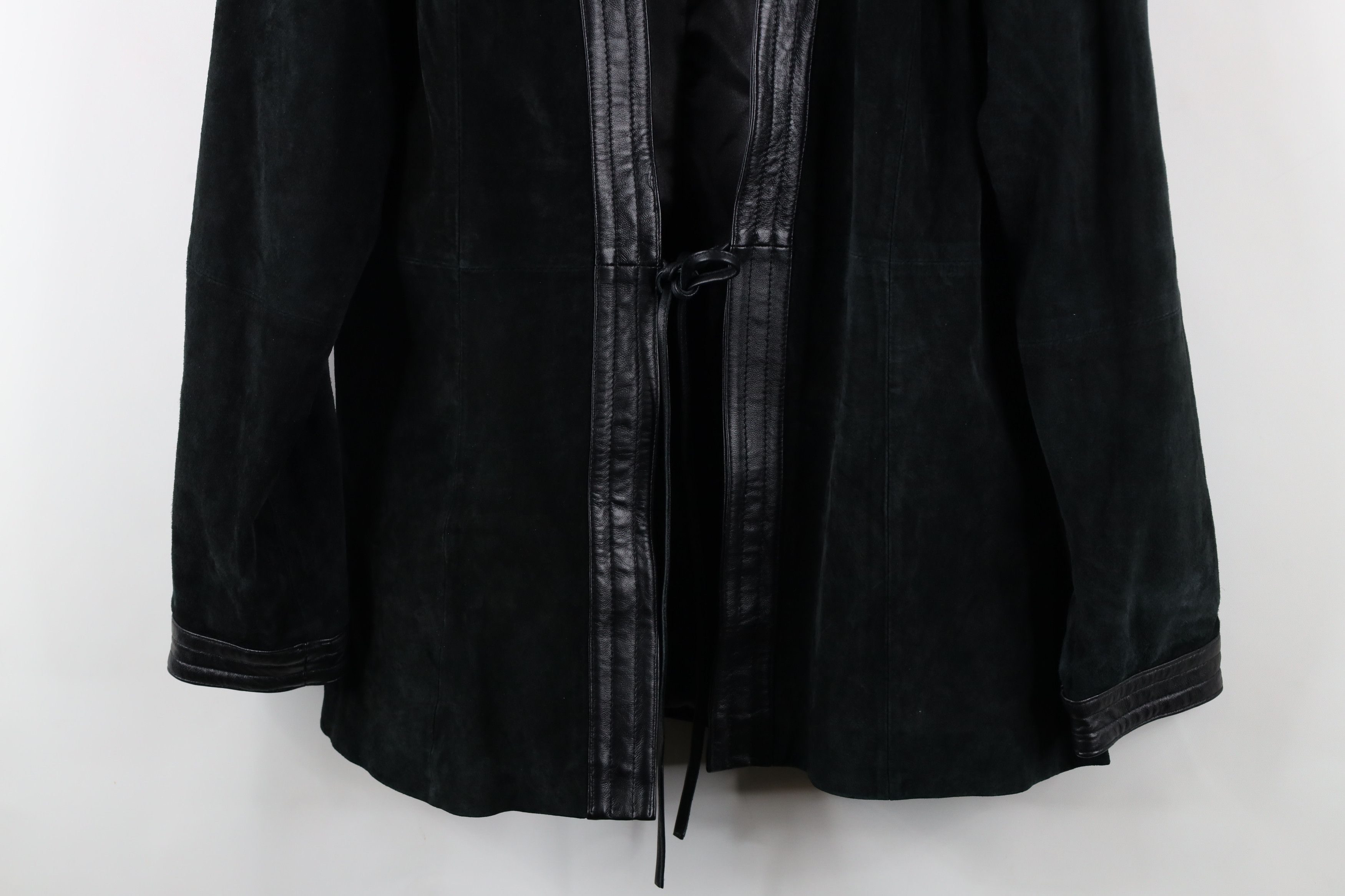 Vintage Vintage 90s Streetwear Goth Leather Tie Front Jacket Black Size M / US 6-8 / IT 42-44 - 3 Thumbnail