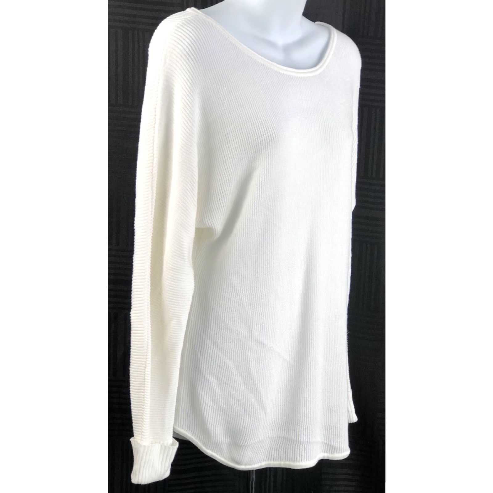 Vintage NY & Co Sweater S Ivory Asymmetrical Strappy Back Cuffed LongSleeve Boho Shirt Womens Size S / US 4 / IT 40 - 2 Thumbnail