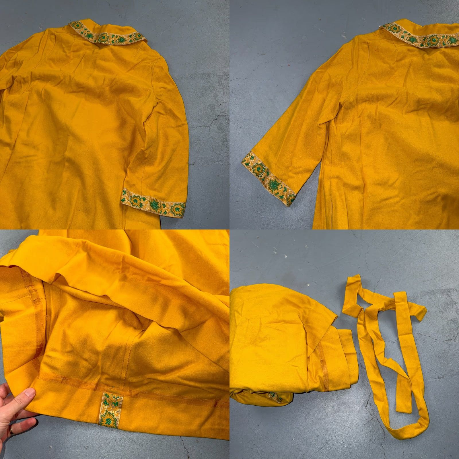 Vintage VINTAGE 1950s 60s Yellow Long Dress Rockabilly Boho Belted Summer Movie Casual Size S / US 4 / IT 40 - 9 Thumbnail
