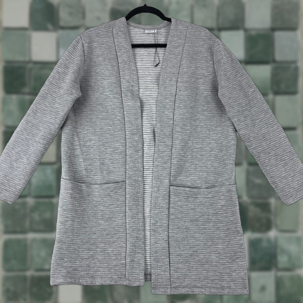 Vintage Jacqueline de Yong Cardigan Womens Medium Gray Open Front Long Sleeve Ribbed New Size M / US 6-8 / IT 42-44 - 1 Thumbnail