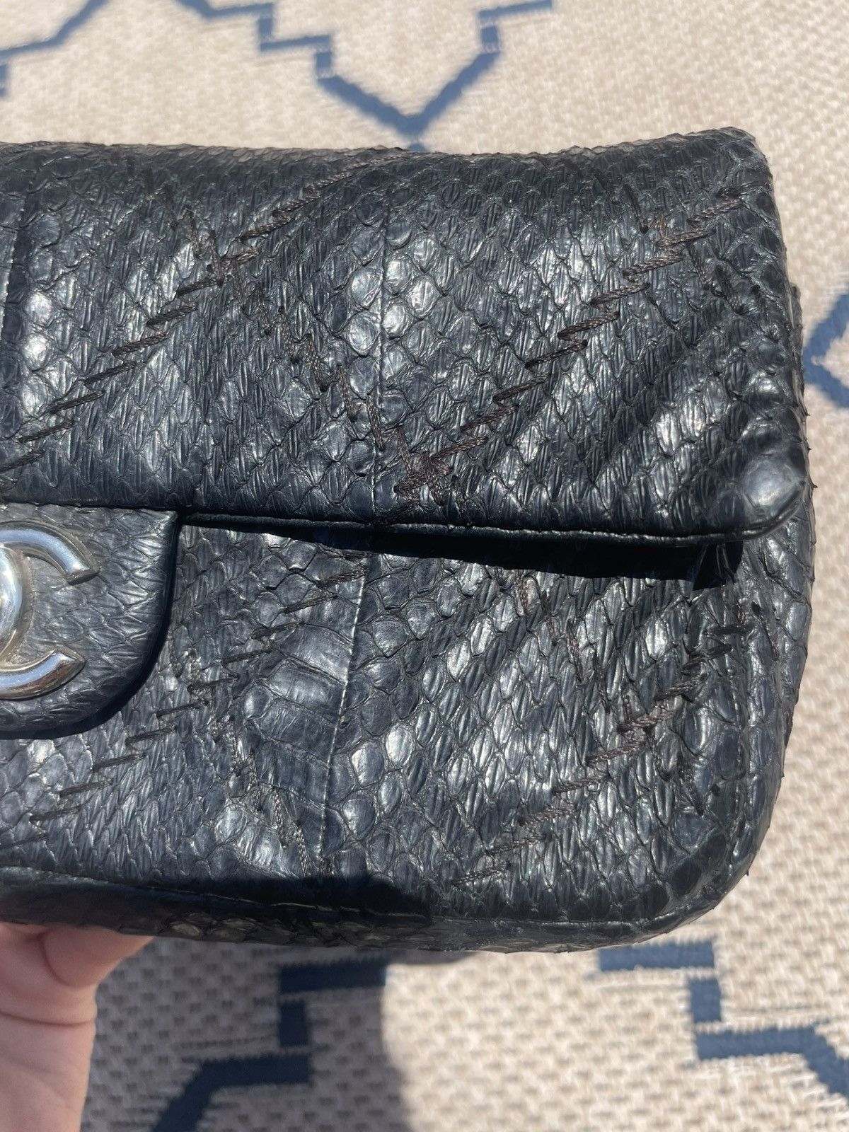 Chanel Classic Chanel flap bag with black python leather Size ONE SIZE - 9 Thumbnail