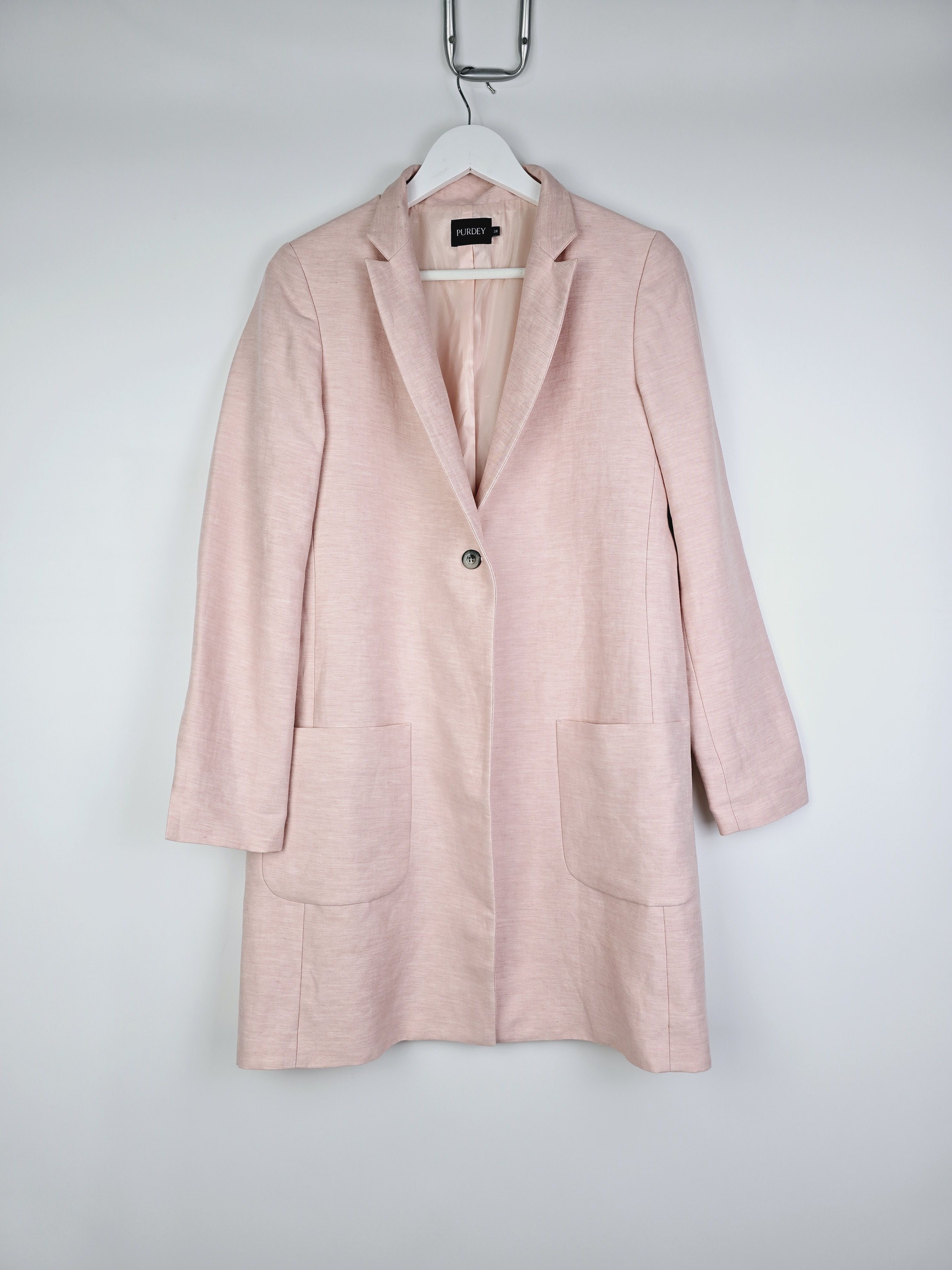 Purdey Purdey Pink Blazer Coat, Cotton/Linen Blend, Size EU 38 Size S / US 4 / IT 40 - 3 Thumbnail