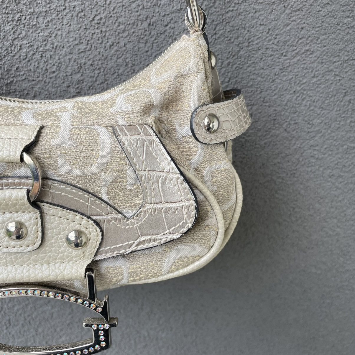 Guess Vintage Handbag Guess Beige Denim Y2K Style Women’s Size ONE SIZE - 4 Thumbnail