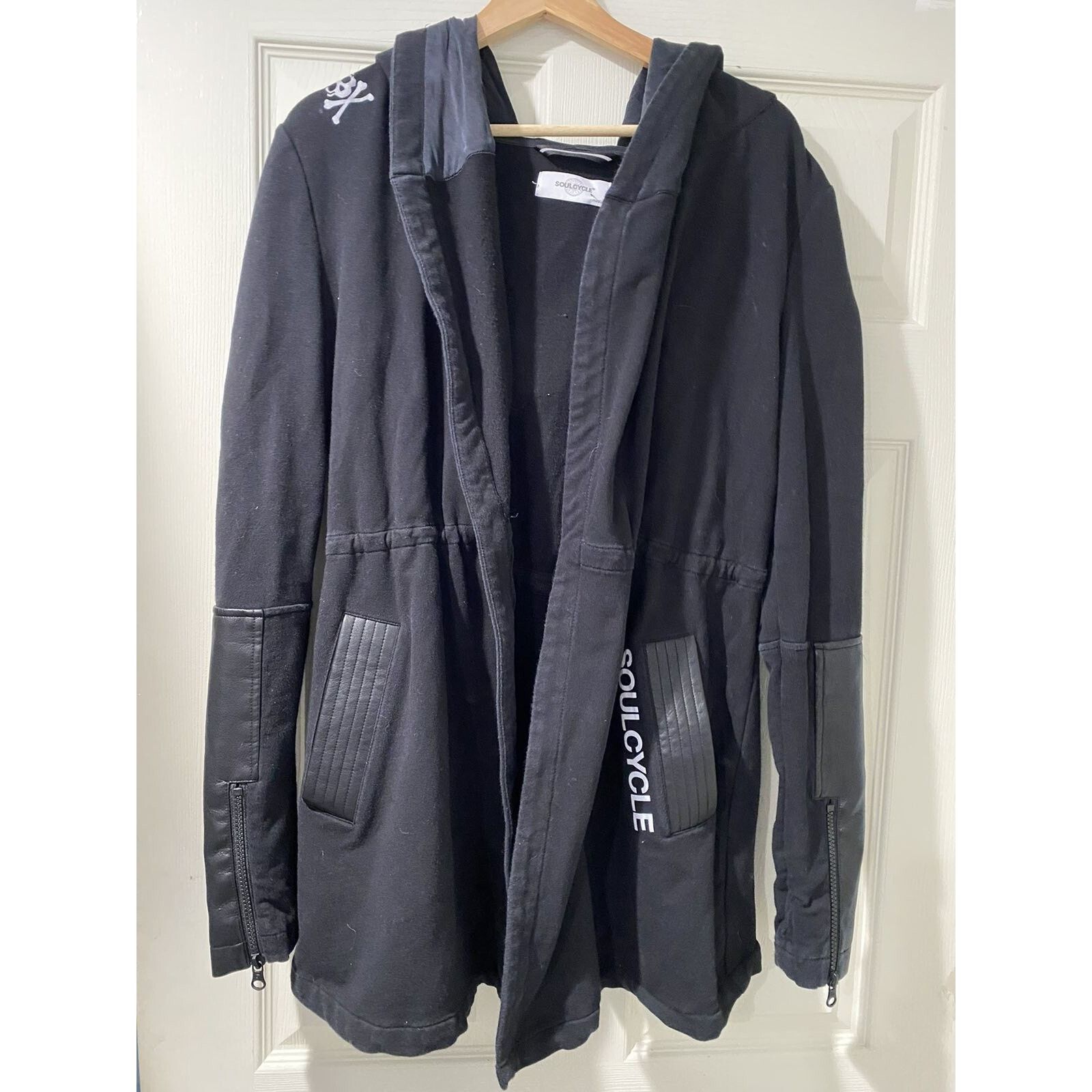 & Other Stories SoulCycle Black Hoodie With Leather Arms Size Medium A001510 Size M / US 6-8 / IT 42-44 - 3 Thumbnail
