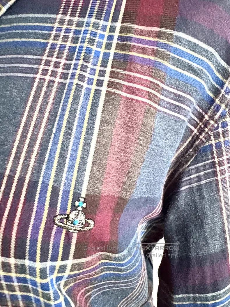Vivienne Westwood Vivienne Westwood Gray-Blue Plaid Asymmetrical Collar Shir Size M / US 6-8 / IT 42-44 - 5 Thumbnail