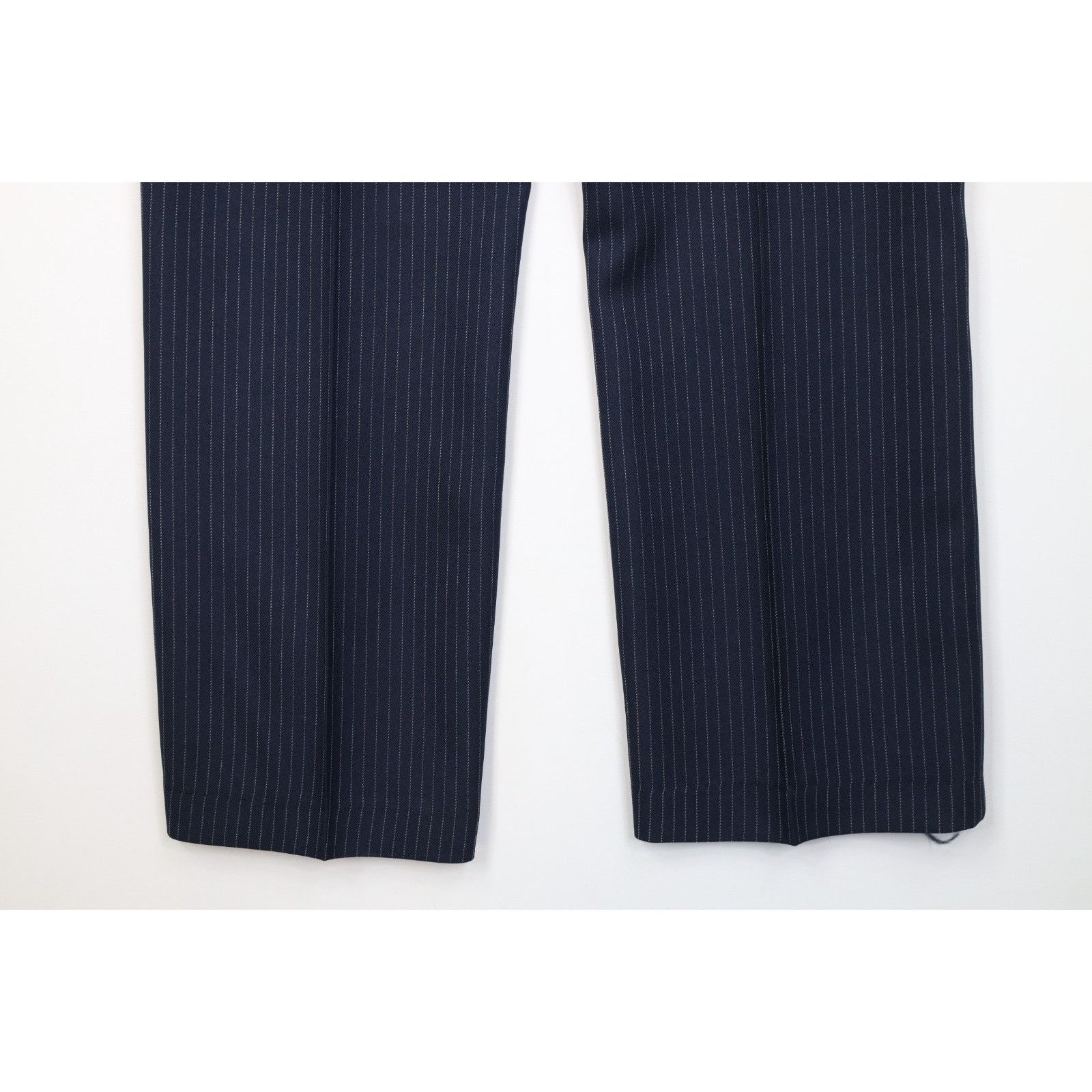 Vintage Vintage 70s 2 Piece Wool Blend Suit Wedding Blue Striped Size 46R - 22 Thumbnail