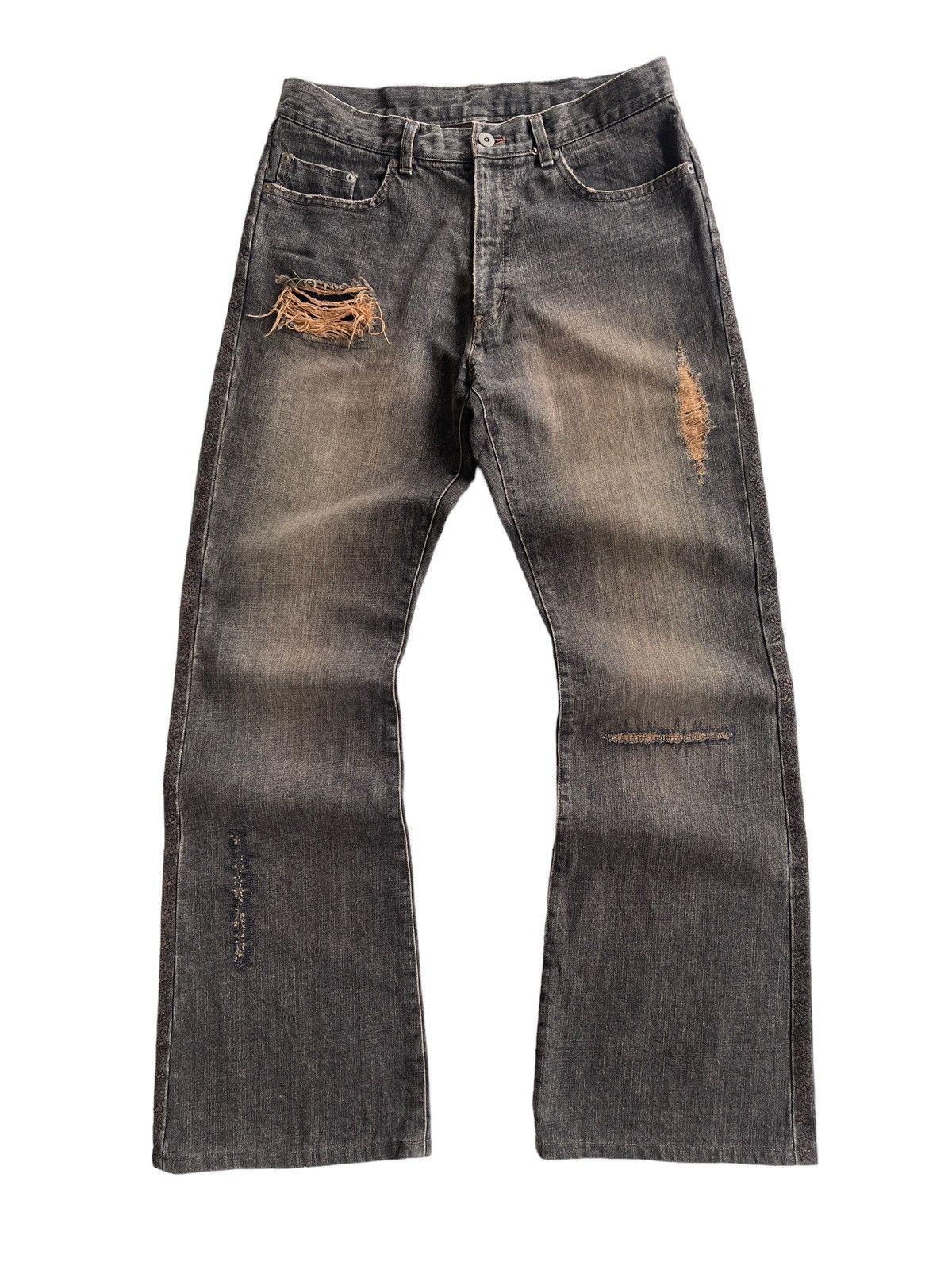 Japanese Brand Distressed Flare Mudd LGB Denim Size US 30 / EU 46 - 1 Thumbnail