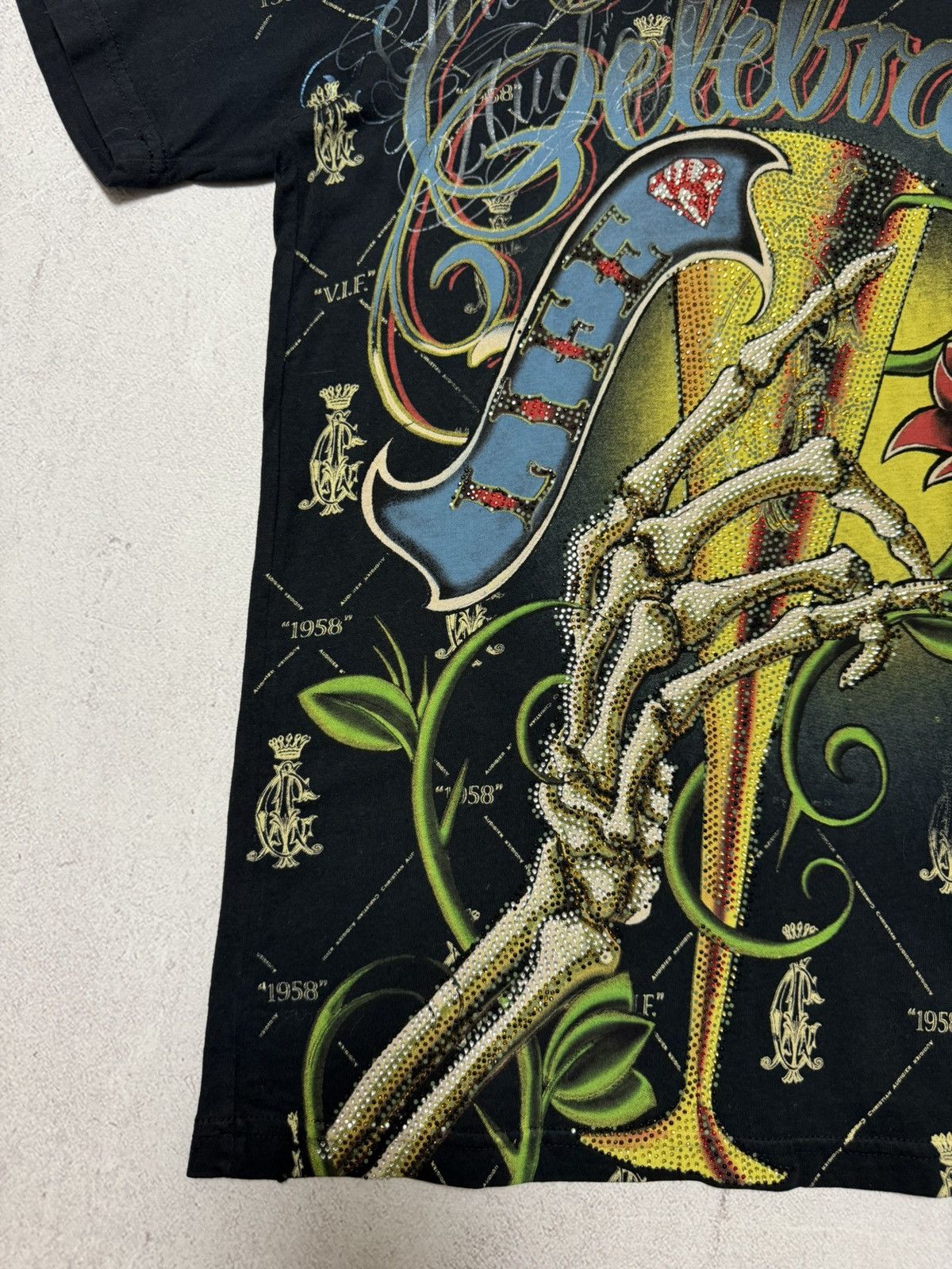 Christian Audigier × Ed Hardy × Japanese Brand Vintage Christian Audigier T Shirt Tee Overprinted Black Y2K Size US S / EU 44-46 / 1 - 7 Thumbnail