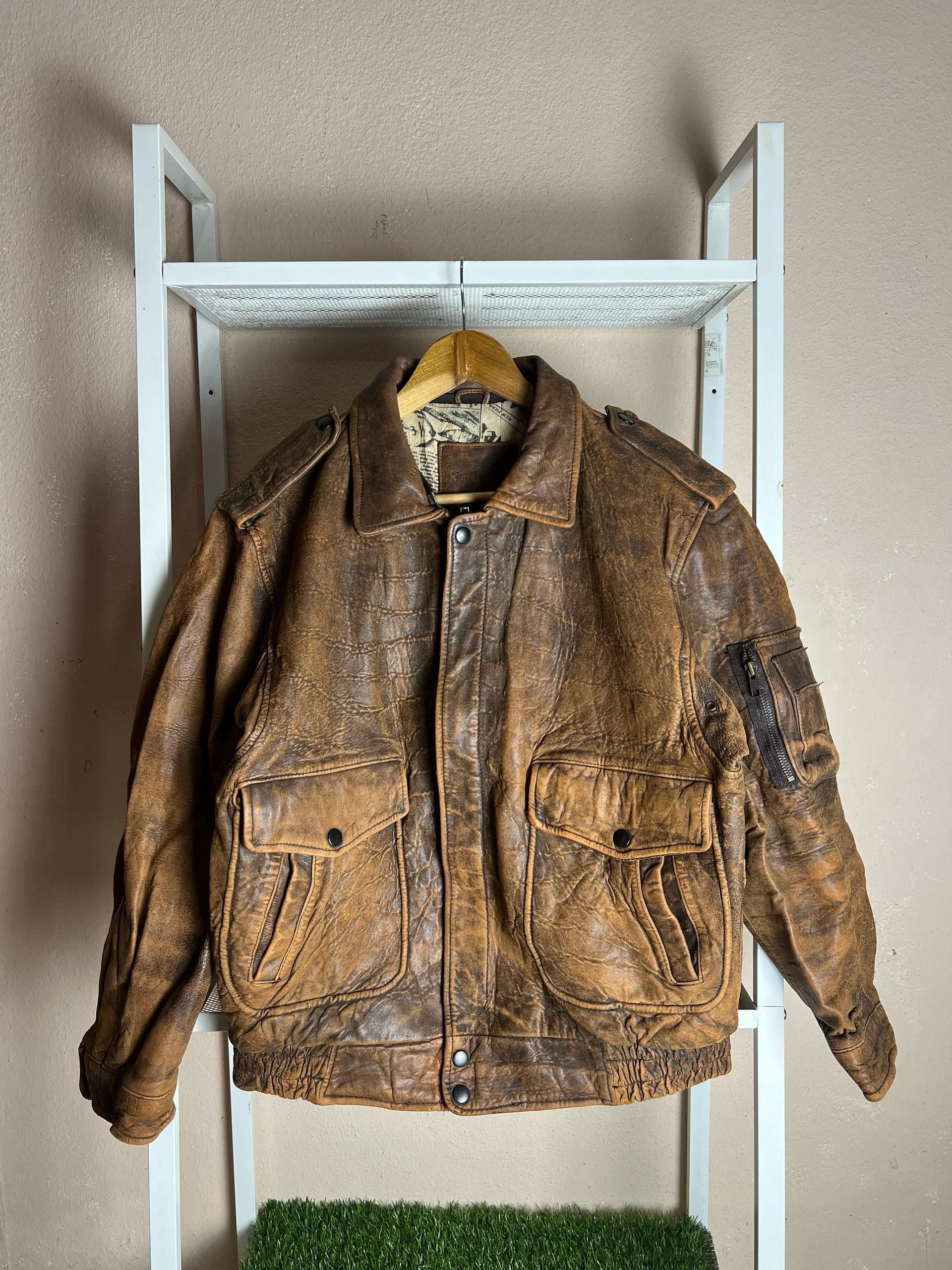 Vintage Disstrassed Sub Urban Tokyo Leather Flight Jacket