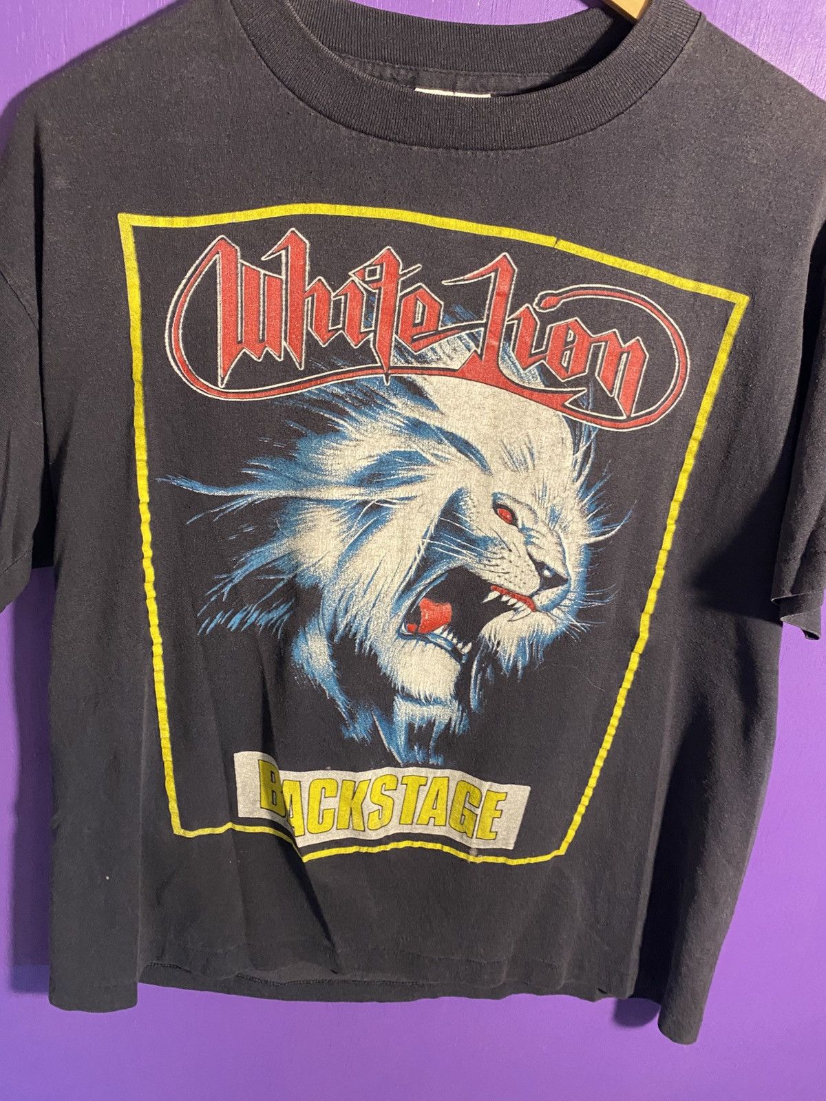 Band Tees × Vintage Vintage 90s White Lion backstage faded tour tee Size US L / EU 52-54 / 3 - 3 Thumbnail