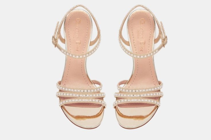 Dior o1w1db11024 Gem Heeled Sandals in Gold Size US 8 / IT 38 - 3 Thumbnail