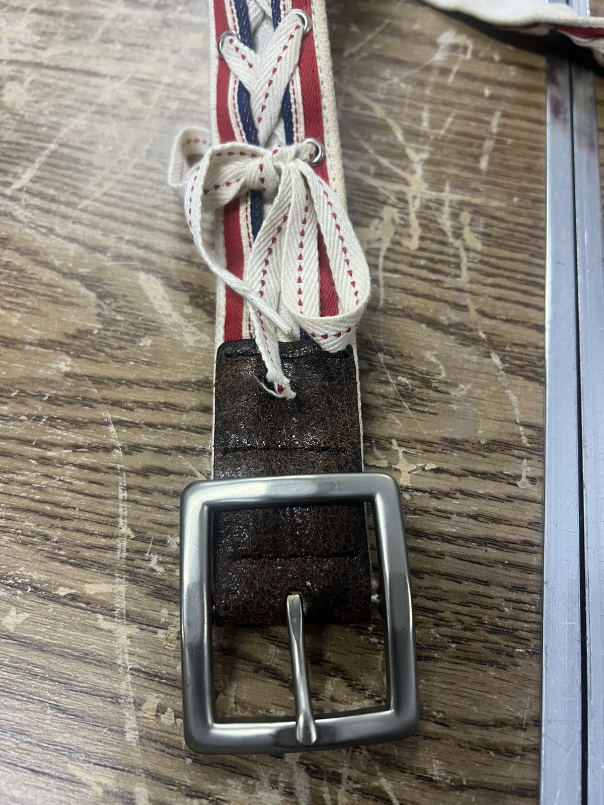 Marithe + Francois Girbaud RARE‼️SALVAGE BELT LEATHER Size 32 - 3 Thumbnail