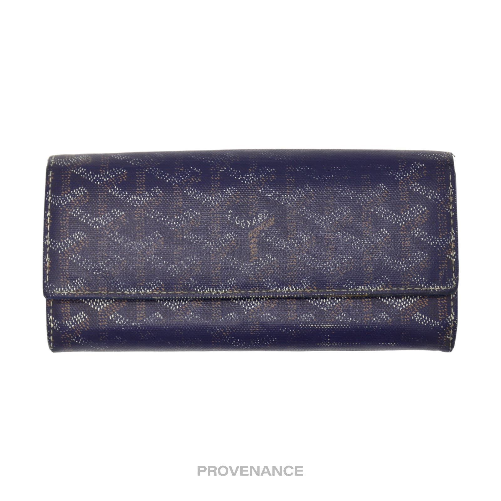 image of Goyard Varenne Long Wallet - Navy Blue Goyardine, Women's