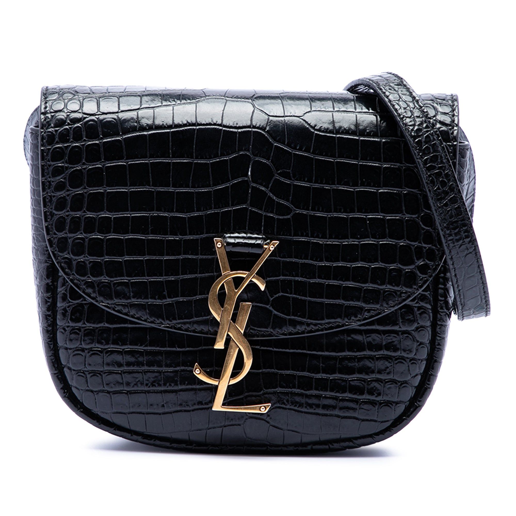 Saint Laurent Paris Small Croc Embossed Monogram Kaia Crossbody Size ONE SIZE - 1 Thumbnail