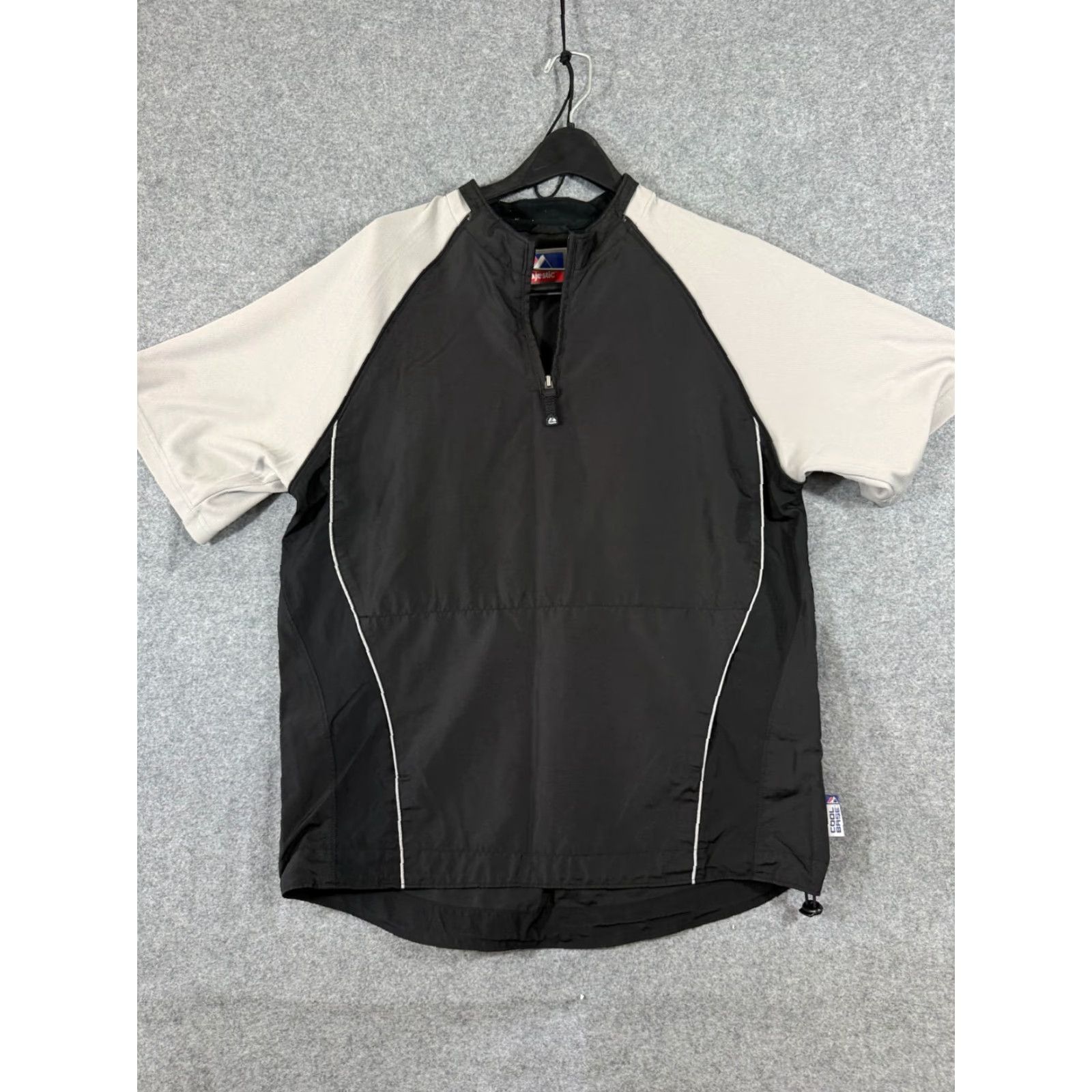 Vintage Majestic Baseball Wind Shirt Mens M Black White 1/4 Zip Moisture Wicking Lined Raglan Short Sleeve Pullover Size US M / EU 48-50 / 2 - 3 Thumbnail