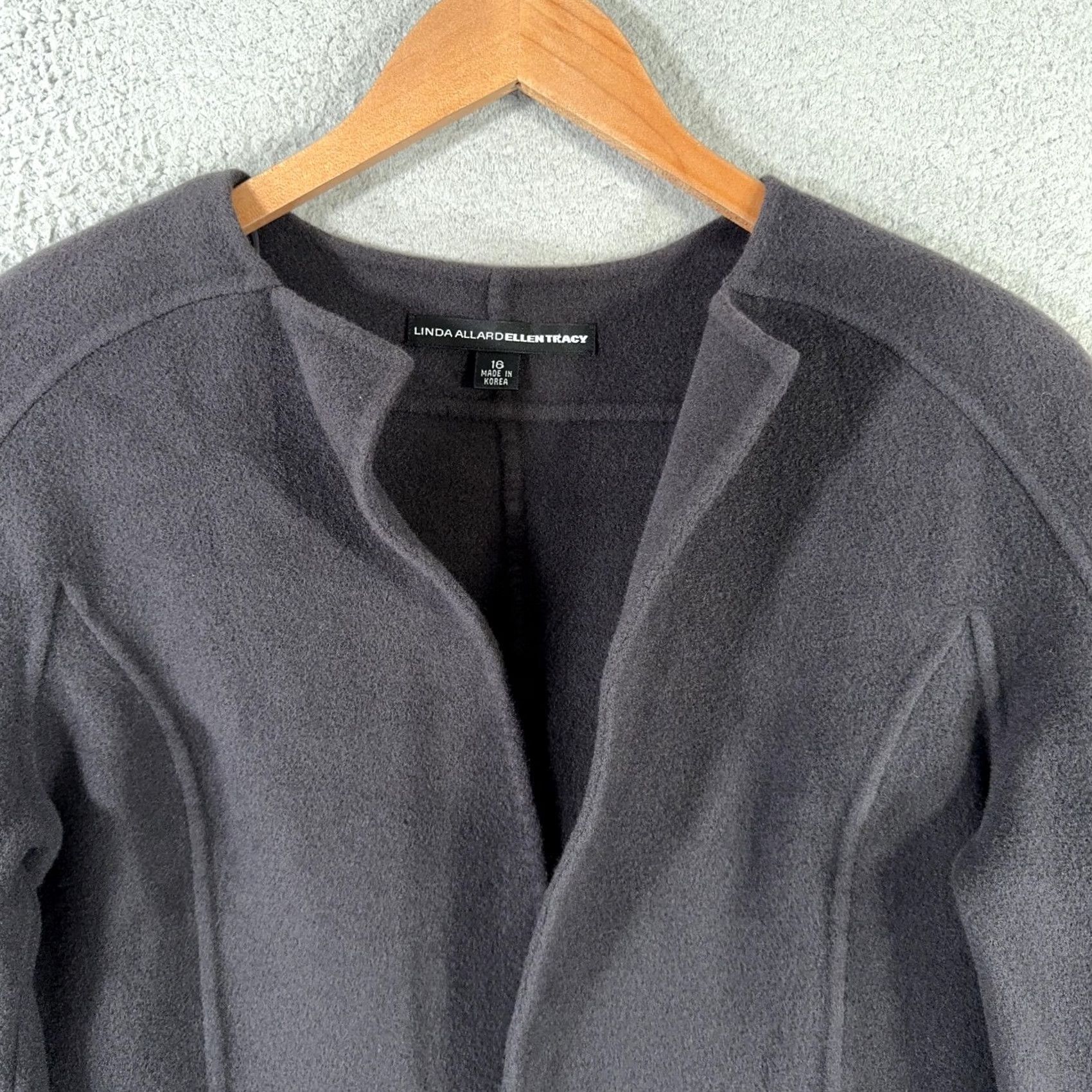 Ellen Tracy VINTAGE Linda Allard Ellen Tracy Blazer Jacket Womens 16 Fits 12-14 Wool Open Front Purple Size XXL / US 16-18 / IT 52-54 - 2 Thumbnail