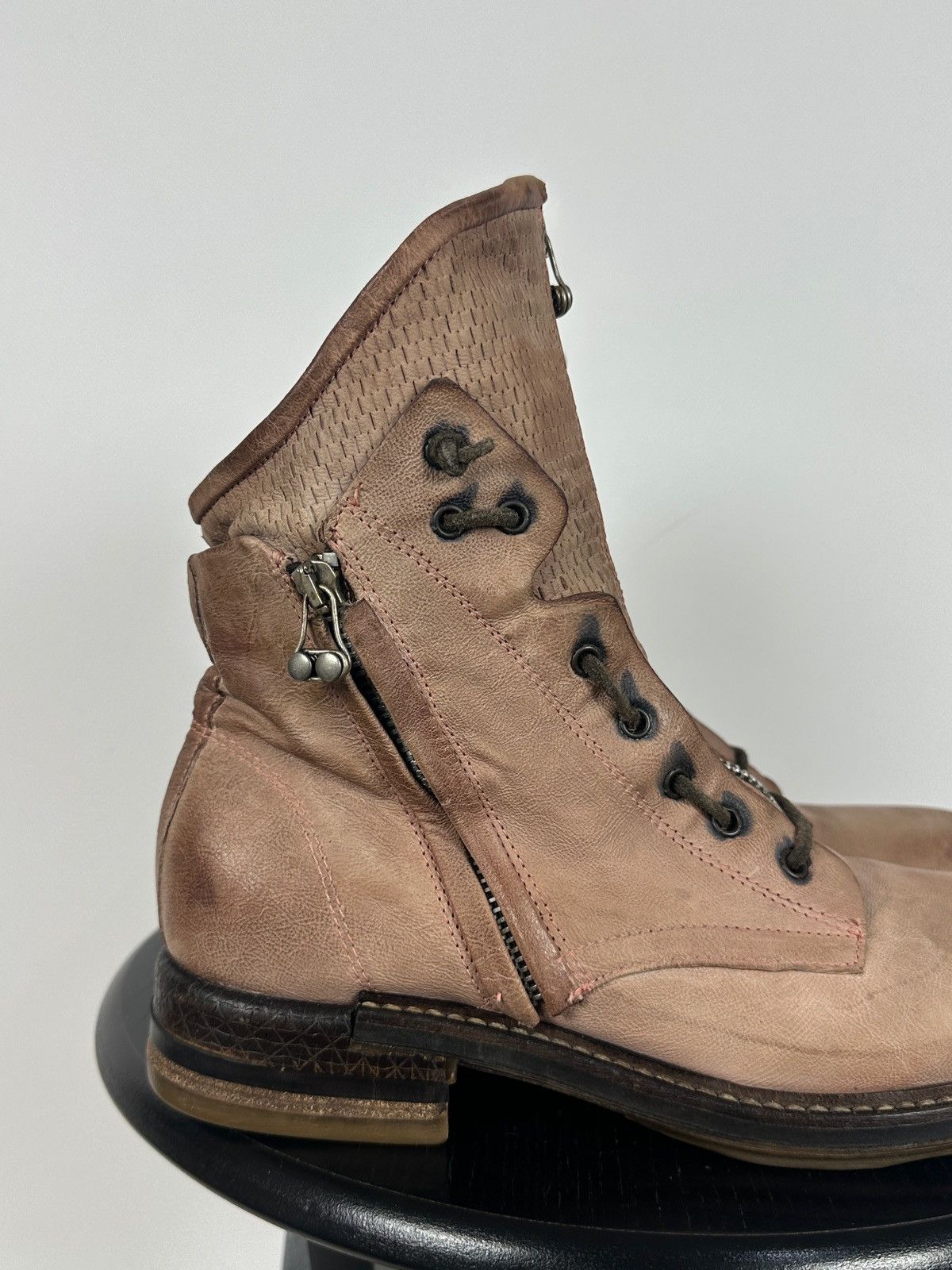 A.S.98 A.S.98. Airstep Leather Front Zip Biker Combat Ankle Boots Size US 10 / IT 40 - 16 Thumbnail