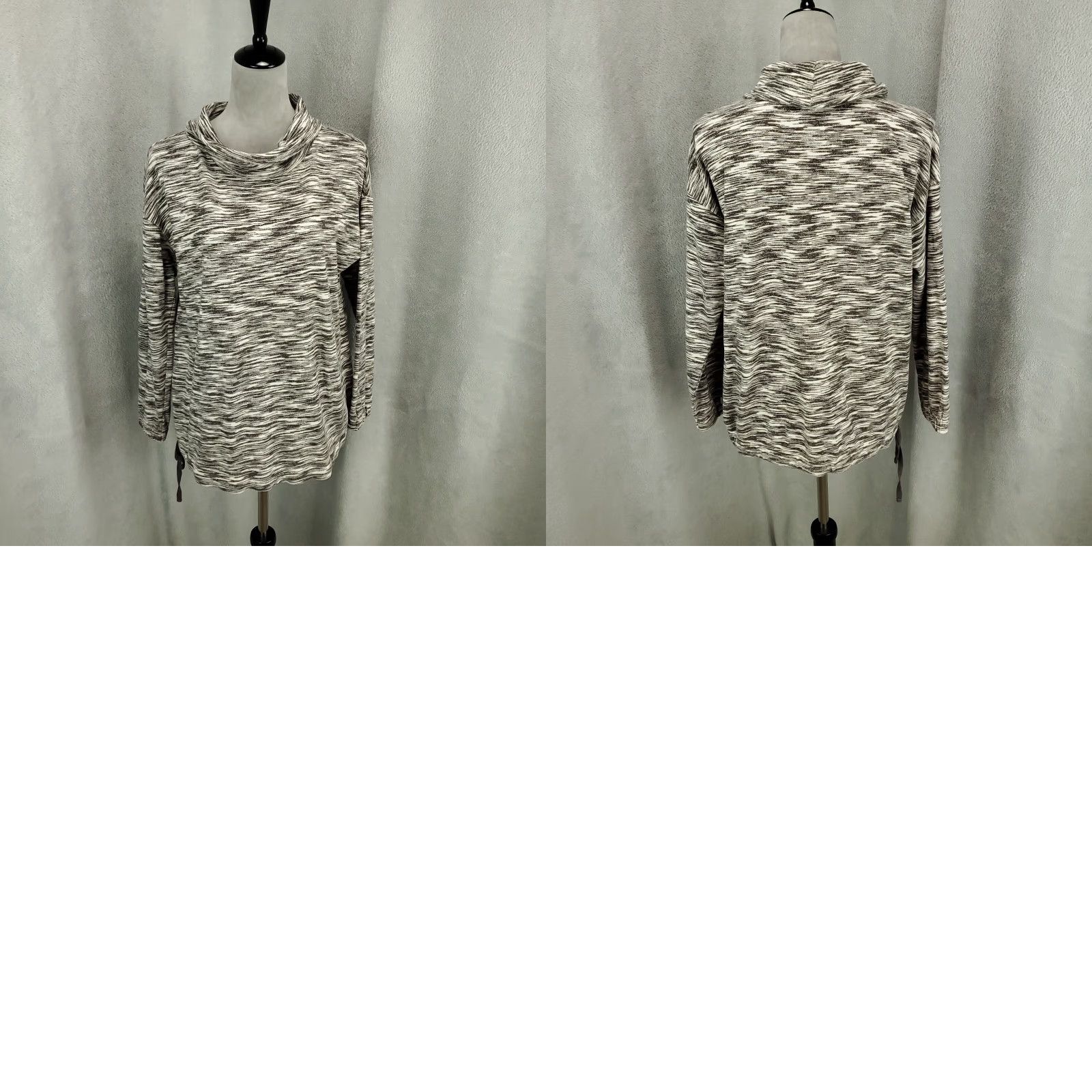 Talbots Womens Sweater Talbots Pullover Knit Cowl Neck Multicolor Black White Heathered Geometric Long Sleeve Petite PL Size Regular Modern Classic Women Size L / US 10 / IT 46 - 8 Thumbnail