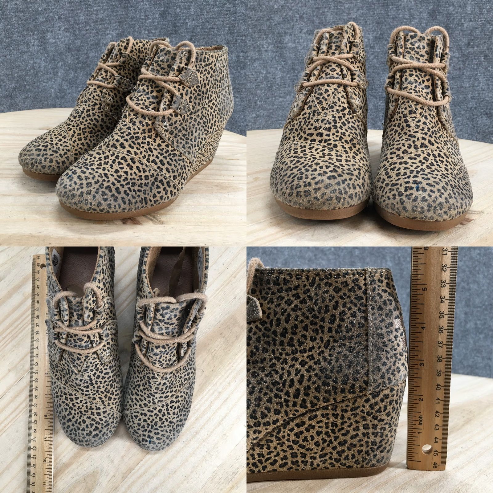 Toms Toms Kala Desert Lace Up Wedge Ankle Bootie Boots Brown Suede Womens 7 Leather Upper Suede Shaft Ankle Bootie Size US 7 / IT 37 - 8 Thumbnail