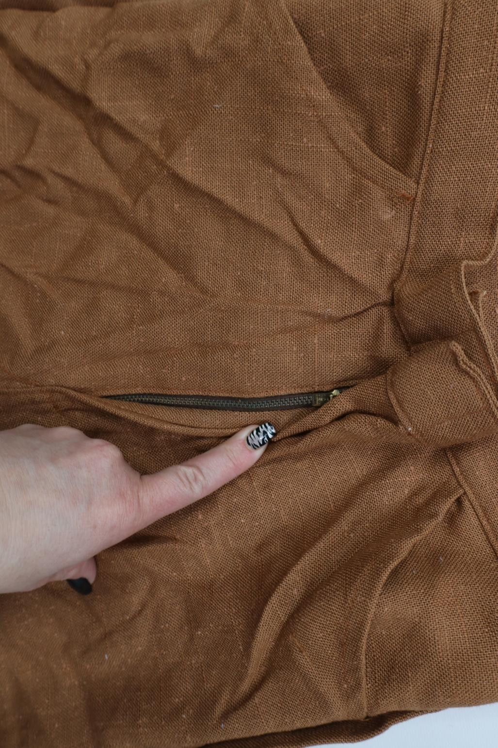Vintage Vintage 50s 60s Silk Burlap Bell Bottoms Pants Brown USA Size 34" / US 12 / IT 48 - 6 Thumbnail