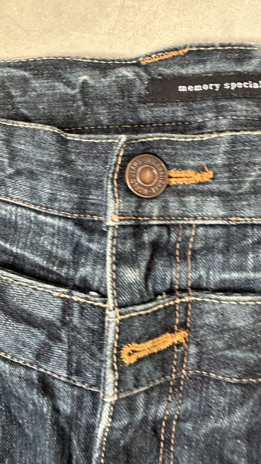 Japanese Brand MEMORY SPECIAL DOUBLE WAIST IF SIX DENIM PANT Size 37" - 8 Thumbnail