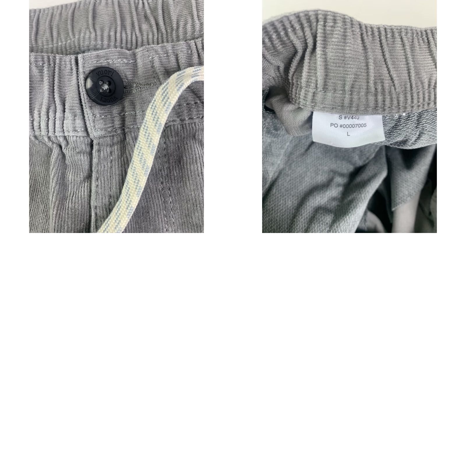 Vuori Vuori Pants Corduroy Gray Mens Large Elastic Drawstring V440 Stretch Size US 33 - 8 Thumbnail