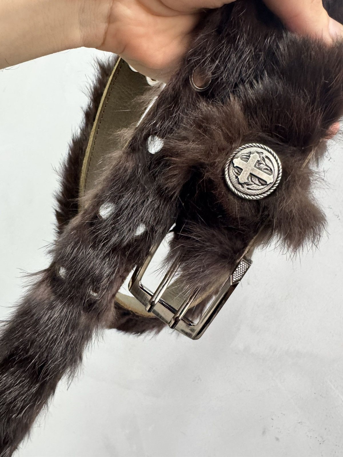 Le Grande Bleu (L.G.B.) Rare Fur fuzzy y2k Legrandebleu style leather belt rare Size ONE SIZE - 8 Thumbnail