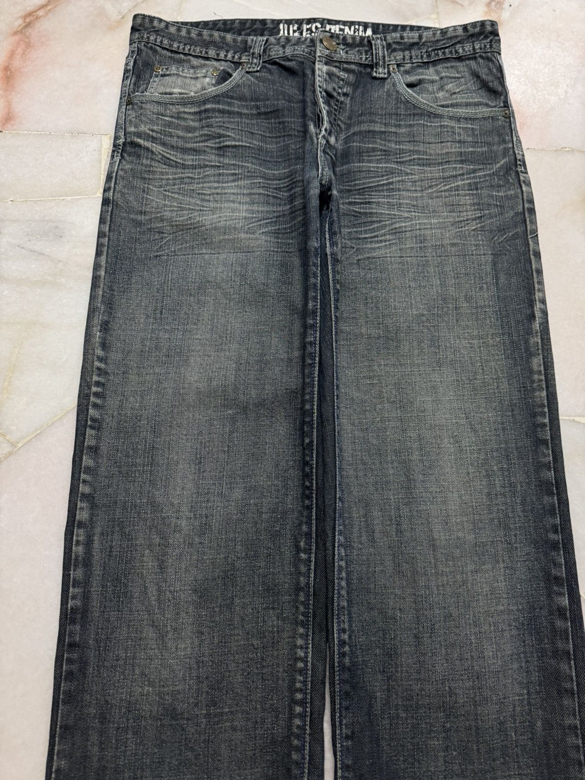Japanese Brand 💥GRUNGE💥90's STYLE INSANE JULES CLAWMARK DISTRESS DARK JEANS Size US 33 - 3 Thumbnail