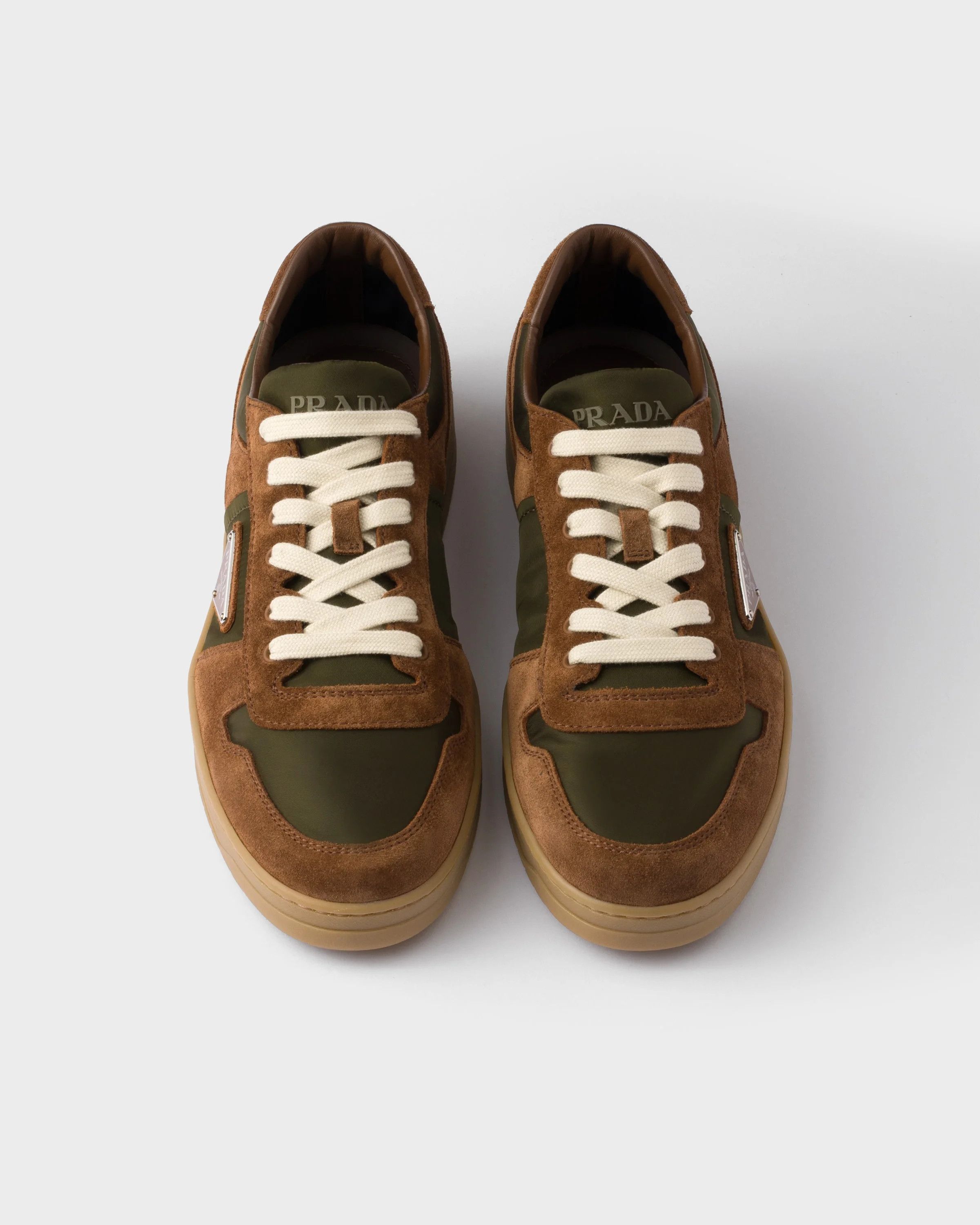 Prada o1w1db10426 Downtown Re-Nylon And Suede Sneakers Brown/Green Size US 8 / EU 41 - 3 Thumbnail