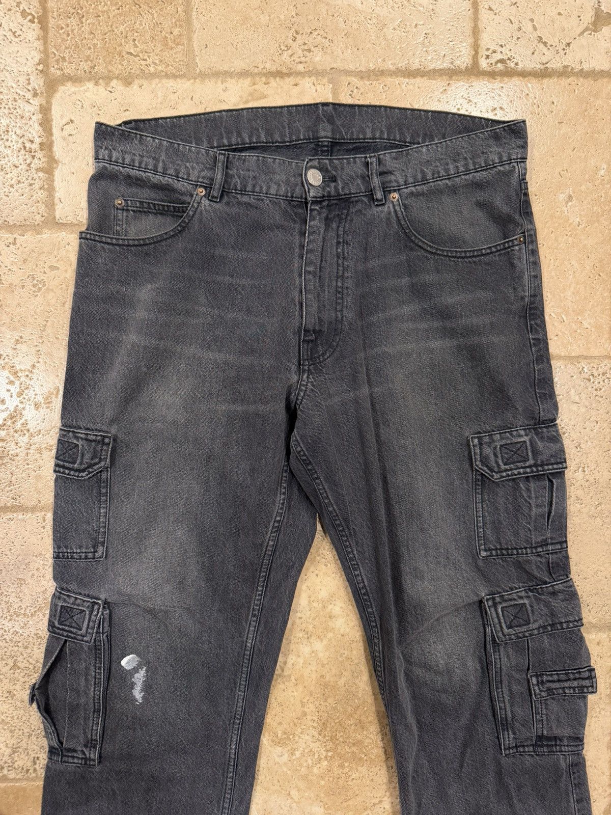 Martine Rose Martine Rose Dark Wash Gray Double Cargo Utility Denim Pants Size US 33 - 4 Thumbnail