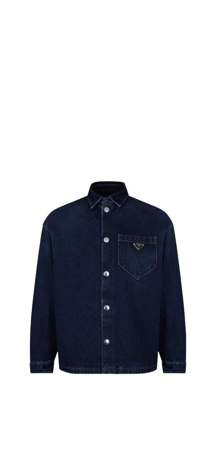 image of Prada Padded Denim Shirt in Navy, Men's (Size Small)