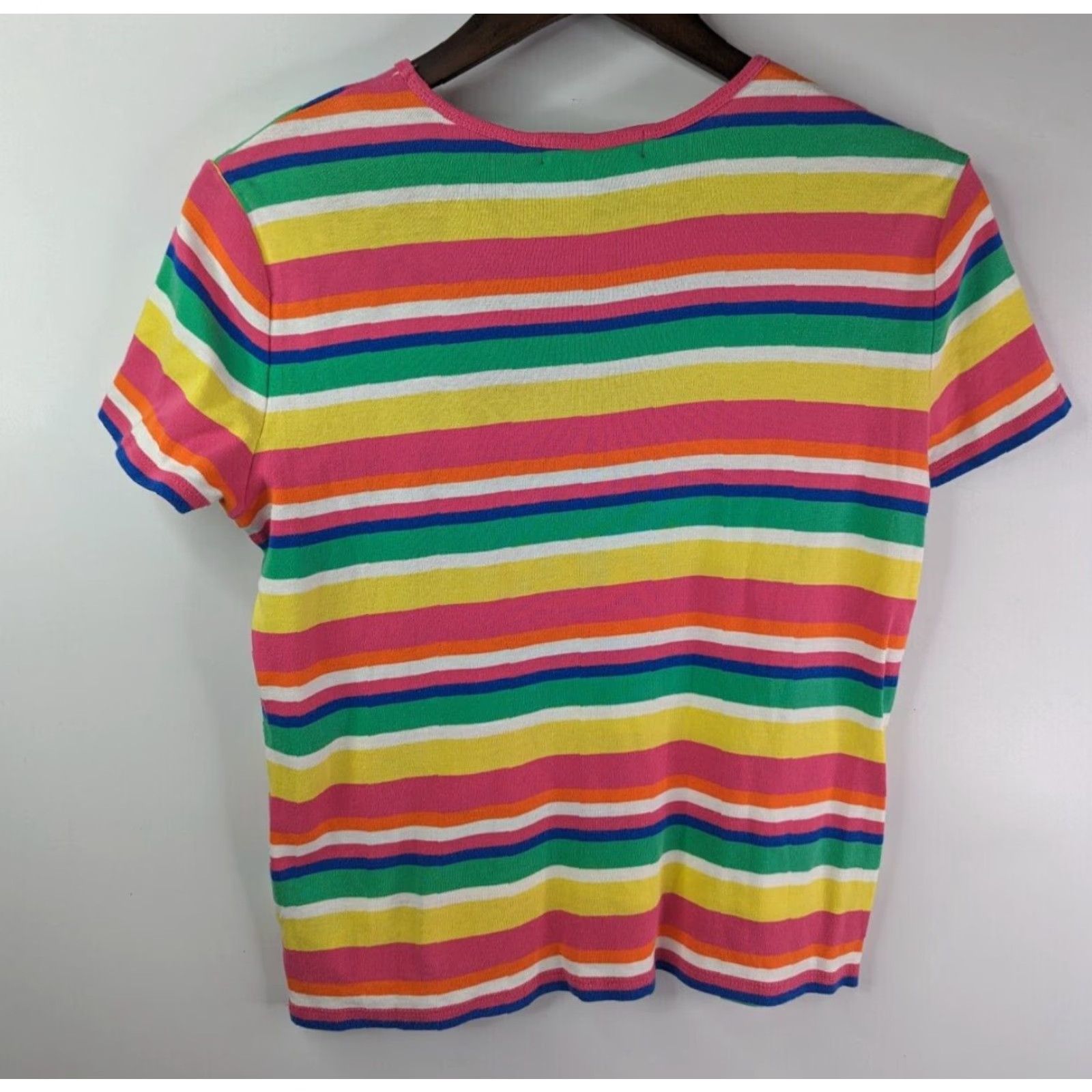 Ralph Lauren Lauren Ralph Lauren Womens M Petite Striped Short Sleeve Crewneck Tee Shirt Color Multicolor Cotton T-Shirt Women Petite Size M / US 6-8 / IT 42-44 - 3 Thumbnail