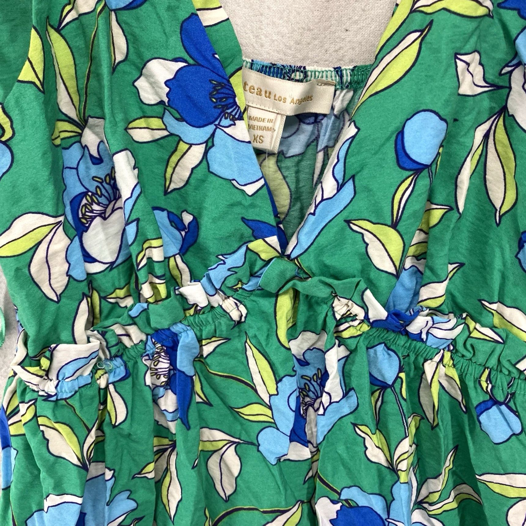 Vintage Monteau Maxi Dress Women's XS Green Floral Ruffled V-Neck Casual Spring Summer Size XS / US 0-2 / IT 36-38 - 6 Thumbnail